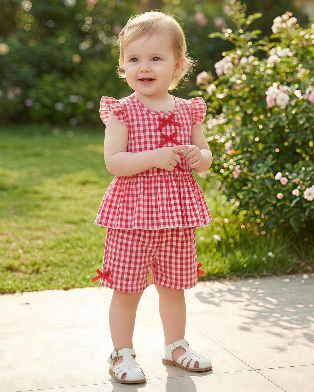 Jecson Toddler Baby Girl Summer Clothes Cotton Ruffled Sleeve Shirt Tops and Shorts Set Outfits 12Months-4T WEBE CLOTHING
