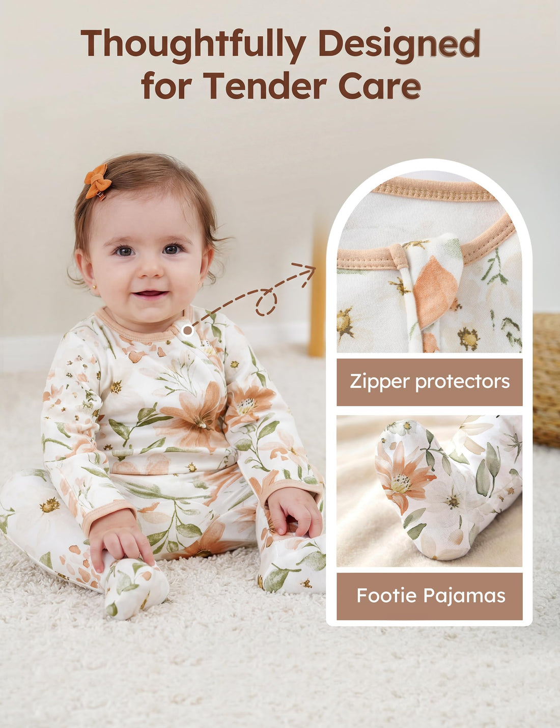 Unnivoll Baby Pajamas 100% Cotton Baby Sleepers for Newborn 0-3 3-6 6-9 Months 3Pcs Footie Pajamas Baby Boys Girls Clothes