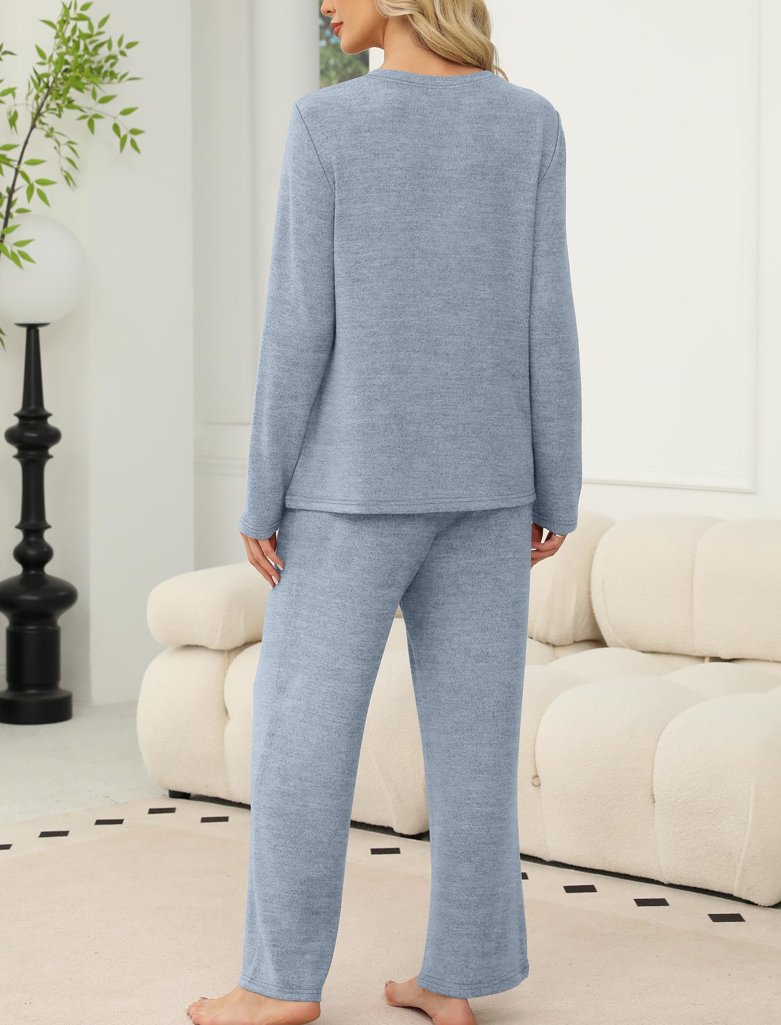 SAMPEEL Pajamas for Women Set Comfy Lounge Sets Two Piece Long Sleeve Cute Pjs Soft Sleepwear Winter Clothing
