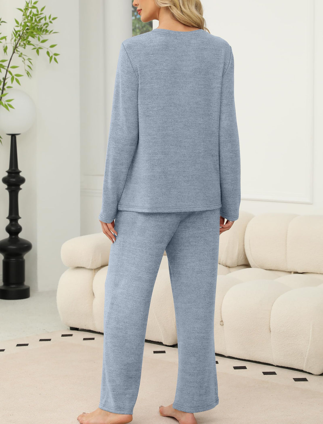 SAMPEEL Pajamas for Women Set Comfy Lounge Sets Two Piece Long Sleeve Cute Pjs Soft Sleepwear Winter Clothing