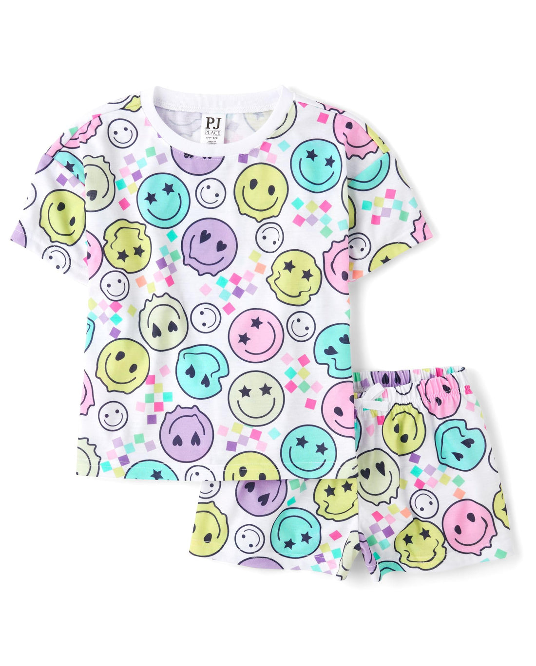 The Children's Place Girls' Short Sleeve Top and Shorts,2 Piece Pajama Set