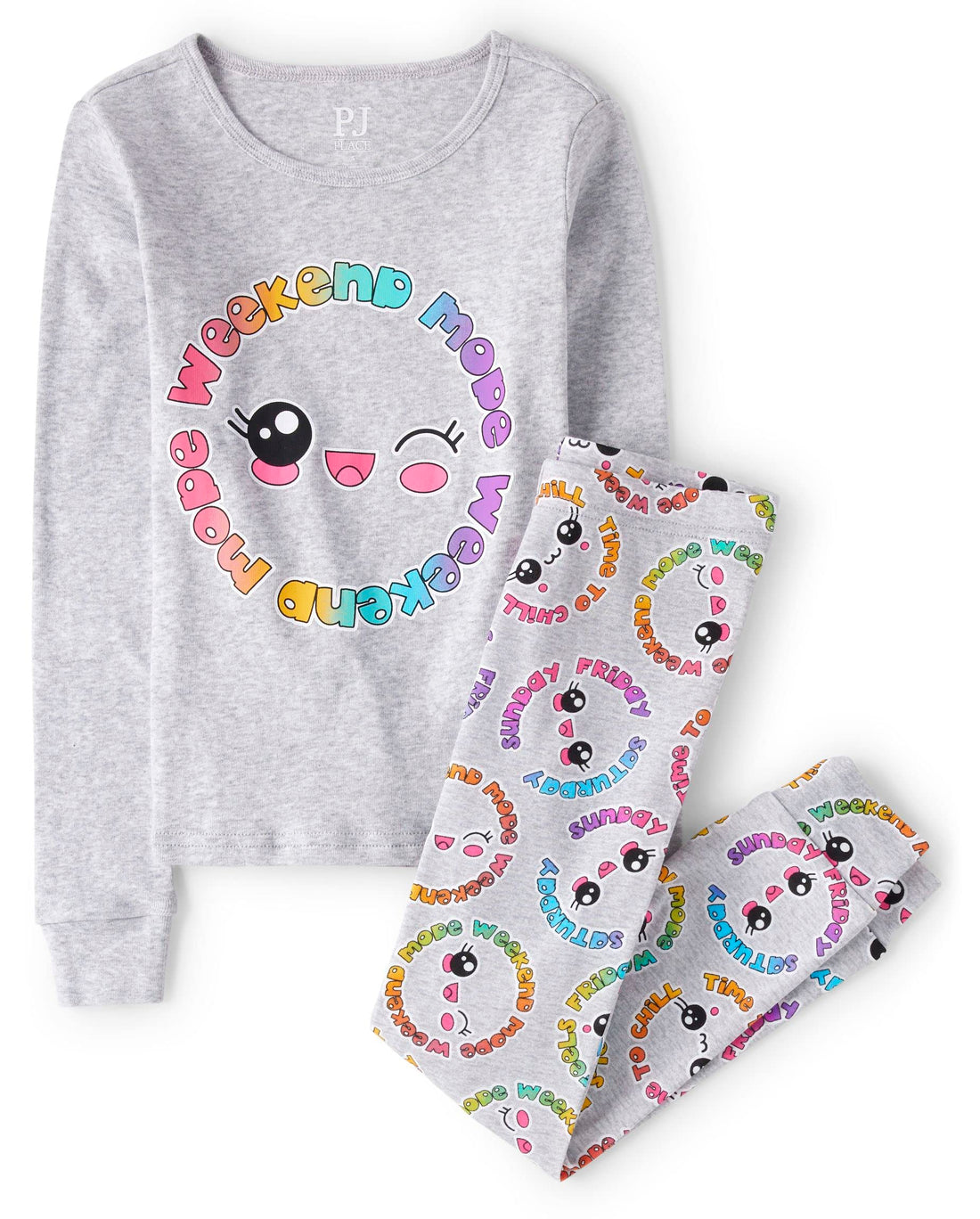 The Children's Place girls Long Sleeve Top and Pants Snug Fit 100% Cotton 2 Piece Pajama Set