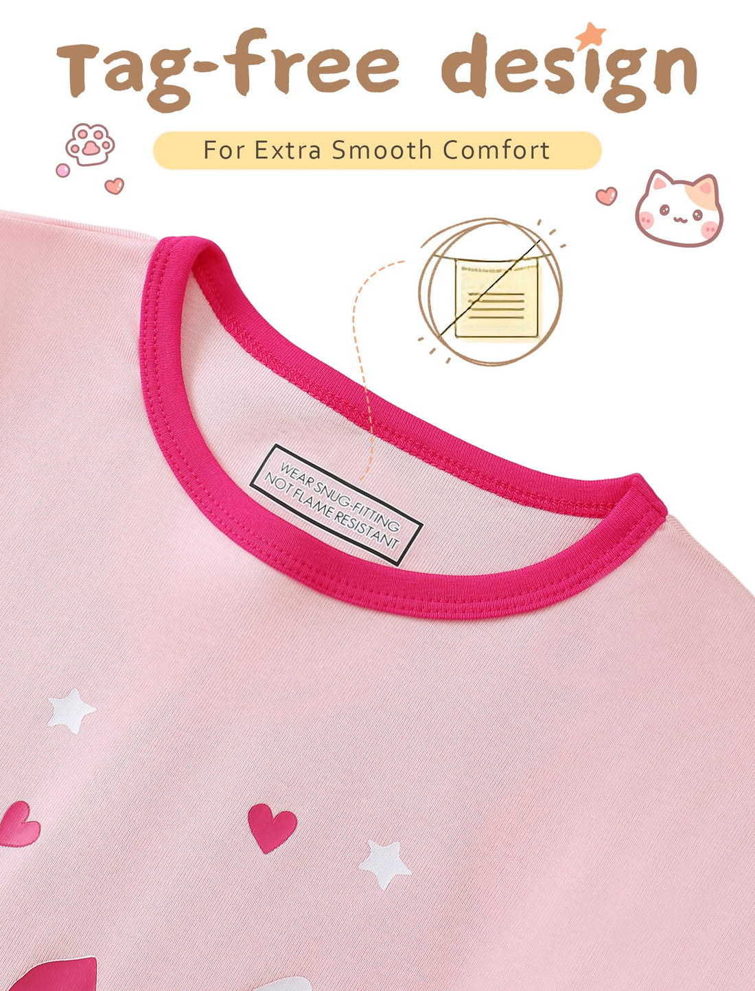 Mikrdoo Girls Pajamas Kids Soft Cute Cotton Long Sleeve 2 Piece Stretchy Snug Fit Pjs Set for Girls Size 4-14Y