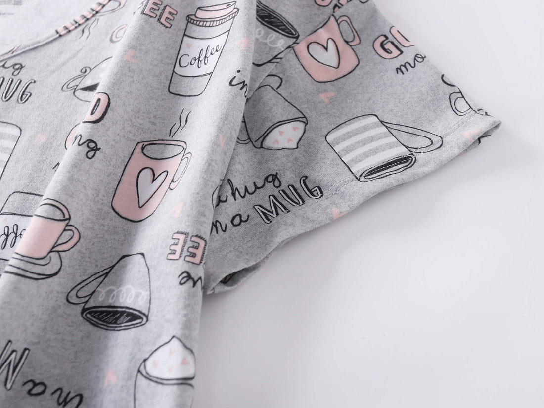 PNAEONG 3 Pack Women's Cotton Nightgown Sleepwear Short Sleeves Shirt Casual Print Sleepdress