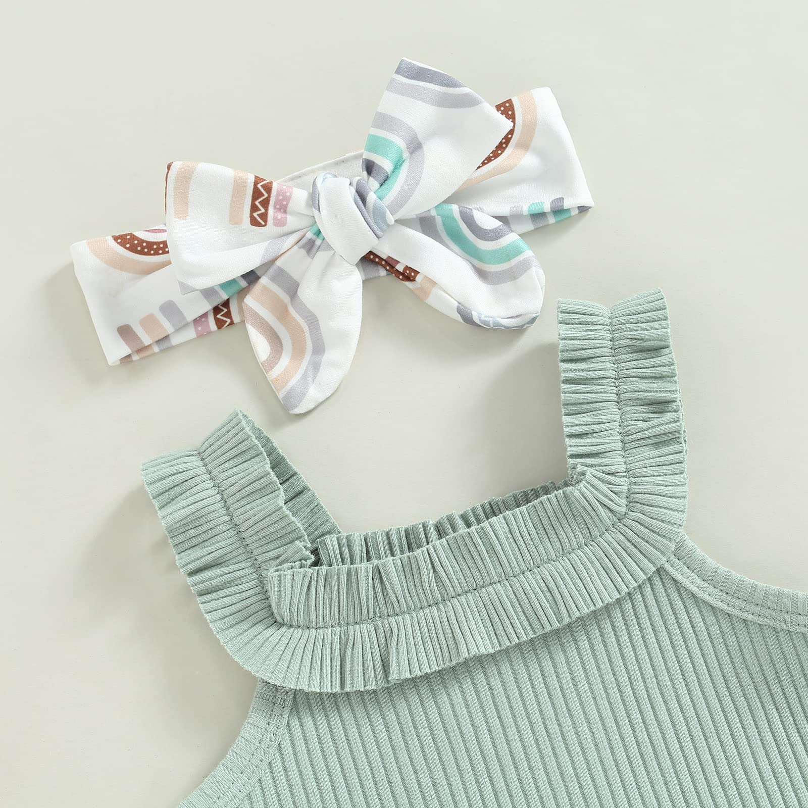 Newborn Baby Girl Summer Clothes Boho Infant Sleeveless Romper Bodysuit Shorts Headband 3Pcs Outfits WEBE CLOTHING