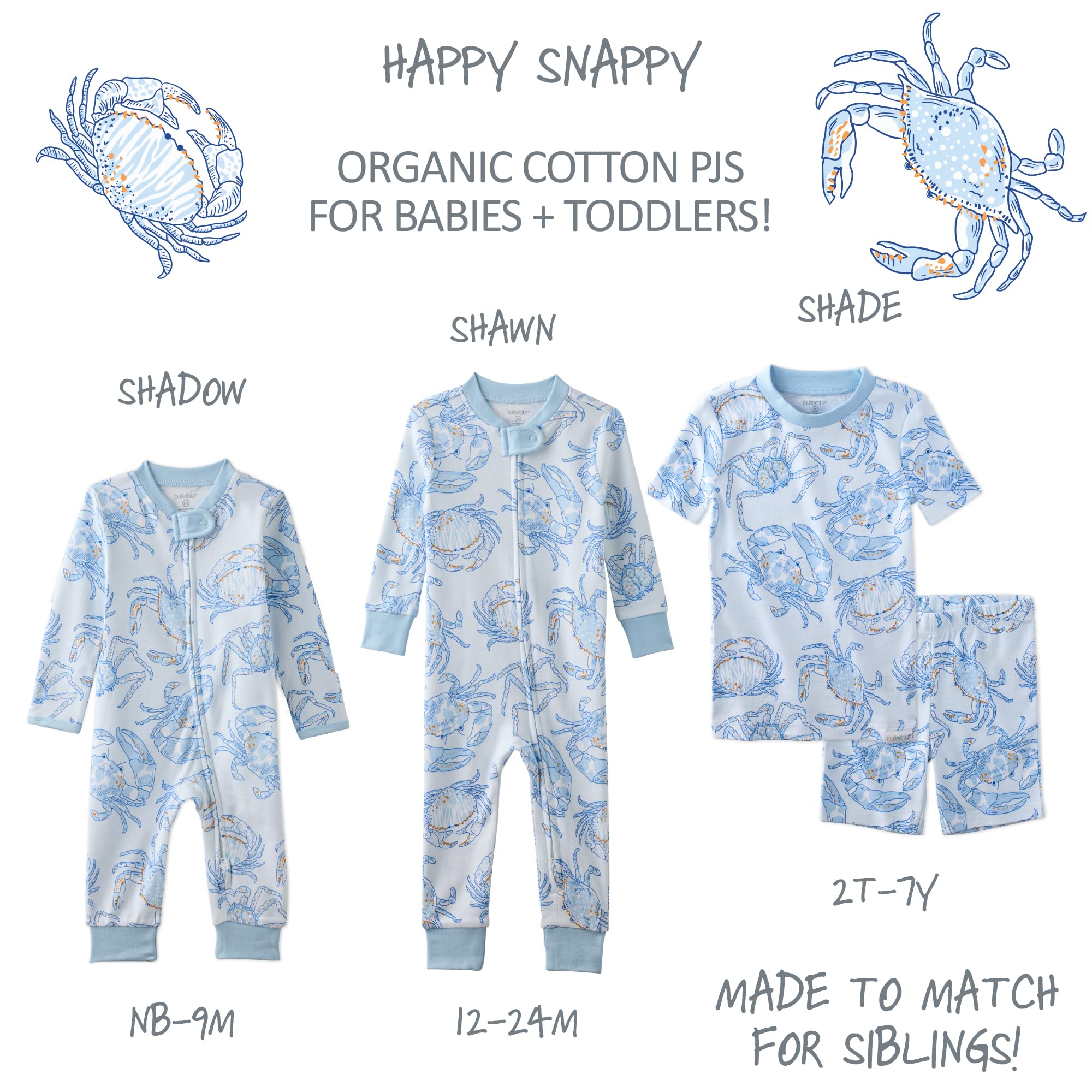 Butterblu Shadow Sleep & Play Baby Pajamas 100% Organic Cotton Two Way Zipper Sleeper Pajamas for Baby Boys & Girls