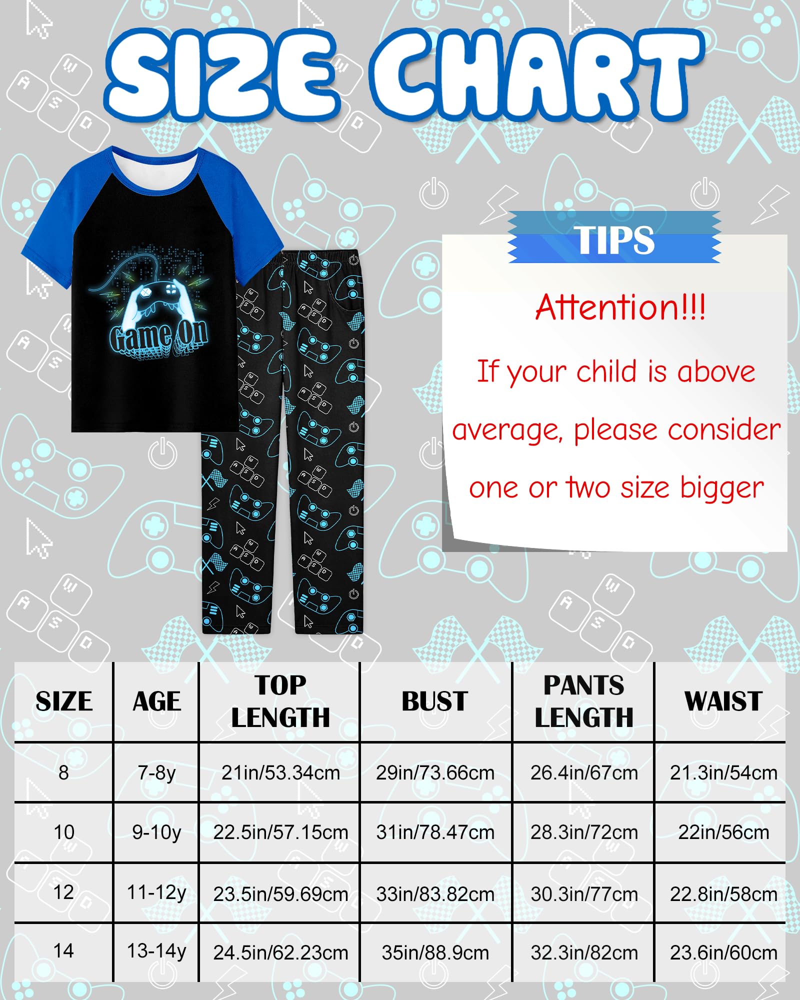 Fiodrimy Boys Pajamas Little Big Boys Short Sleeves and Pants Pajamas 2-Piece Pjs Set Kids Sleepwear Size 8-14