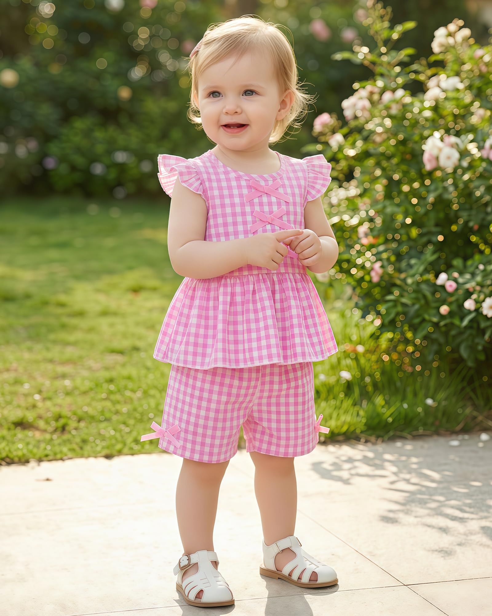 Jecson Toddler Baby Girl Summer Clothes Cotton Ruffled Sleeve Shirt Tops and Shorts Set Outfits 12Months-4T WEBE CLOTHING