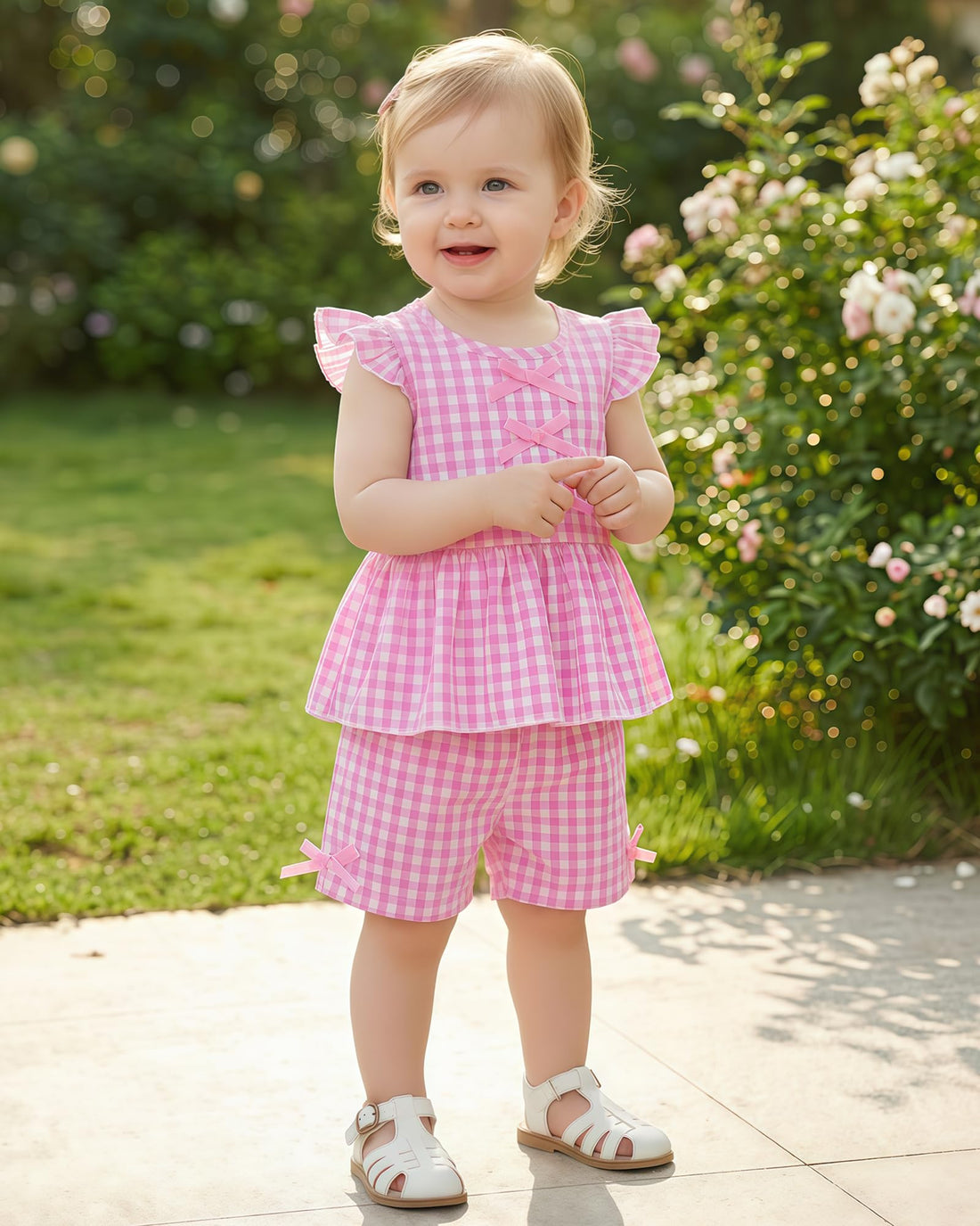 Jecson Toddler Baby Girl Summer Clothes Cotton Ruffled Sleeve Shirt Tops and Shorts Set Outfits 12Months-4T WEBE CLOTHING