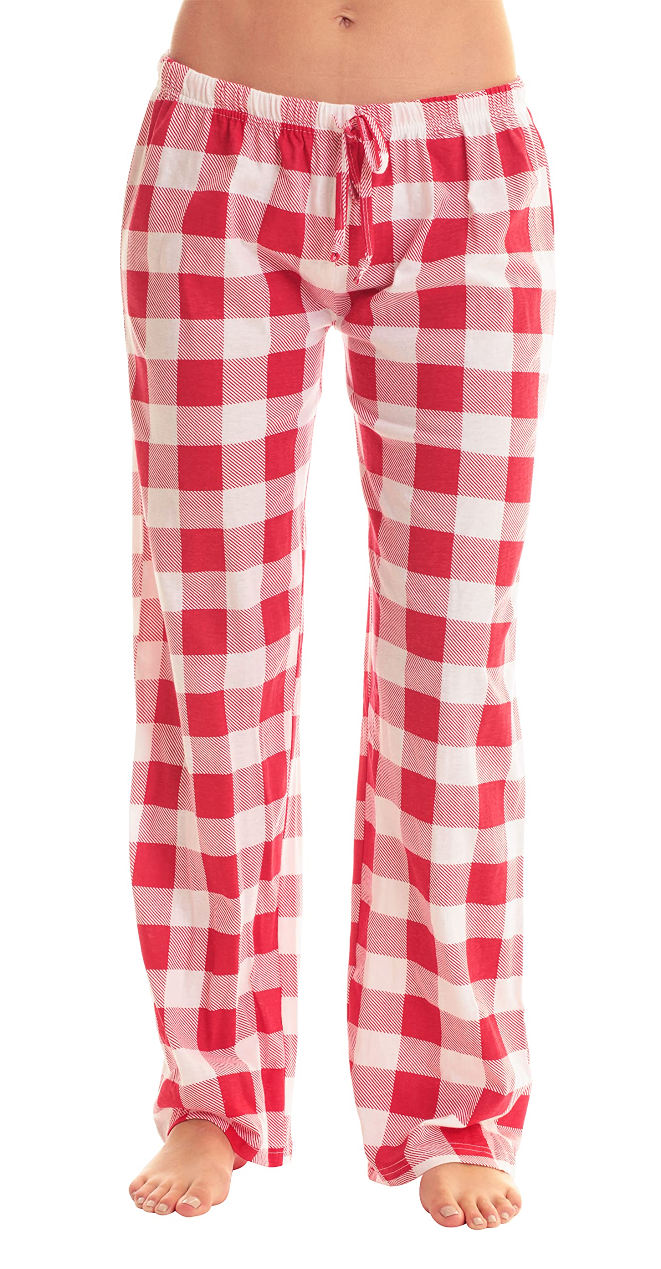 Just Love Women's Buffalo Plaid Pajama Pants, 100% Cotton Jersey Knit Sleep and Lounge PJ Bottoms