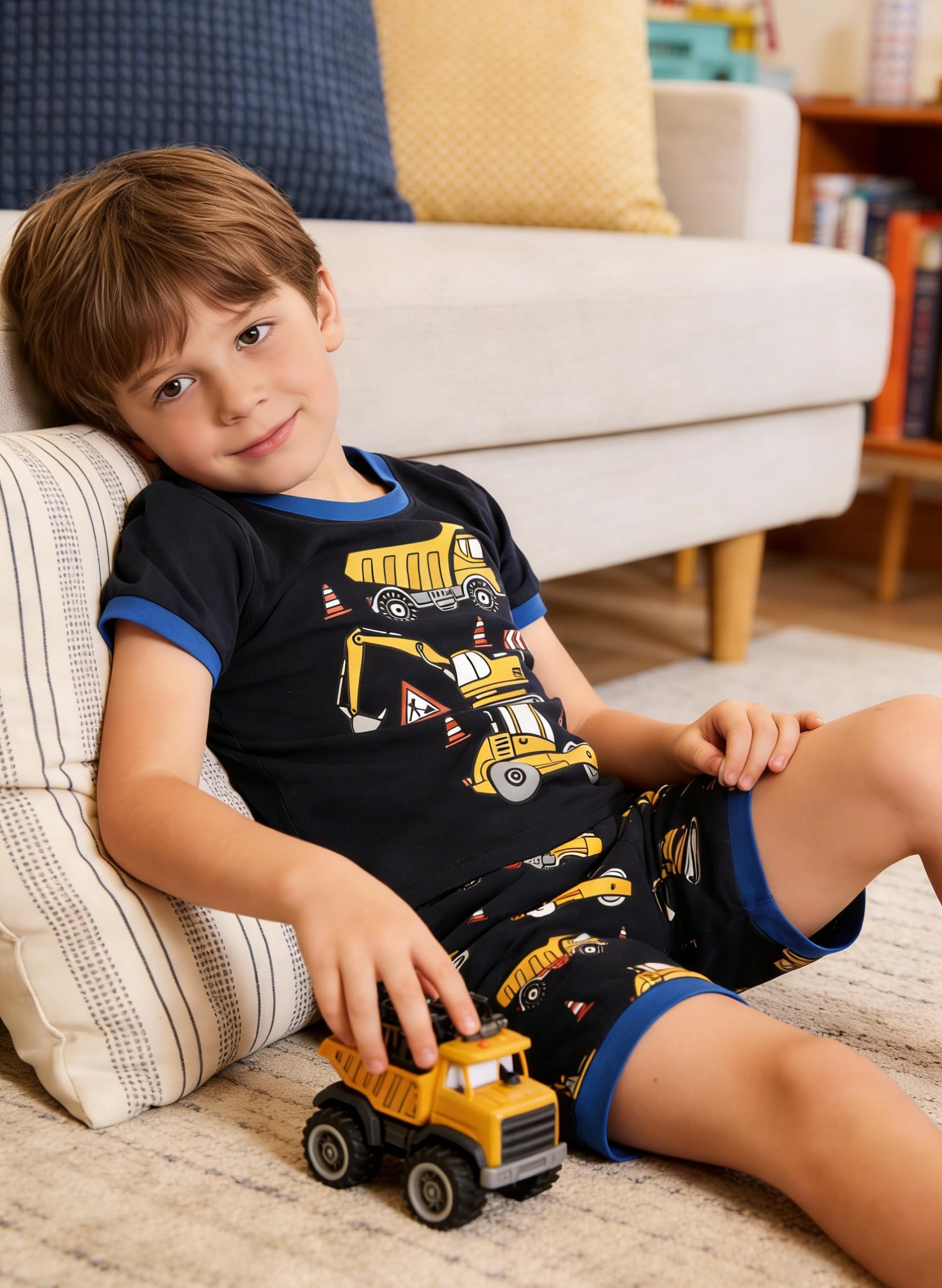 Little Hand Toddler Boys Pajamas Kids Dinosaur Summer PJS Monster Truck Boy Tractor Jammies Hockey Short Sets 2-7 Years