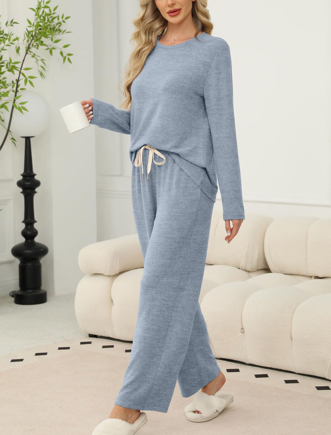 SAMPEEL Pajamas for Women Set Comfy Lounge Sets Two Piece Long Sleeve Cute Pjs Soft Sleepwear Winter Clothing