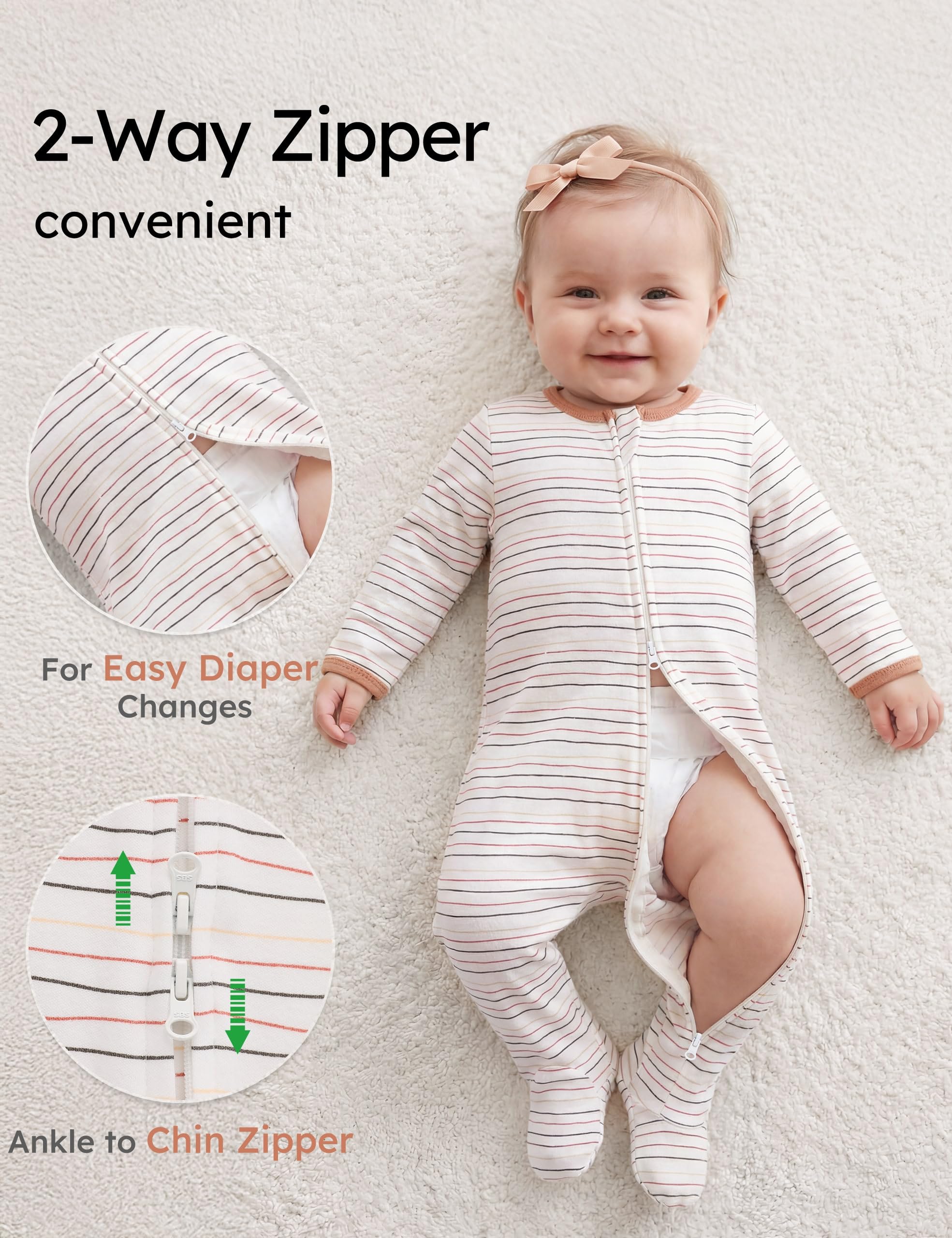 Yoofoss Baby Pajamas 100% Organic Cotton Baby Sleepers for Newborn 0-3 3-6 6-9 Months Boys Girl Clothes 3pcs Footed PJs
