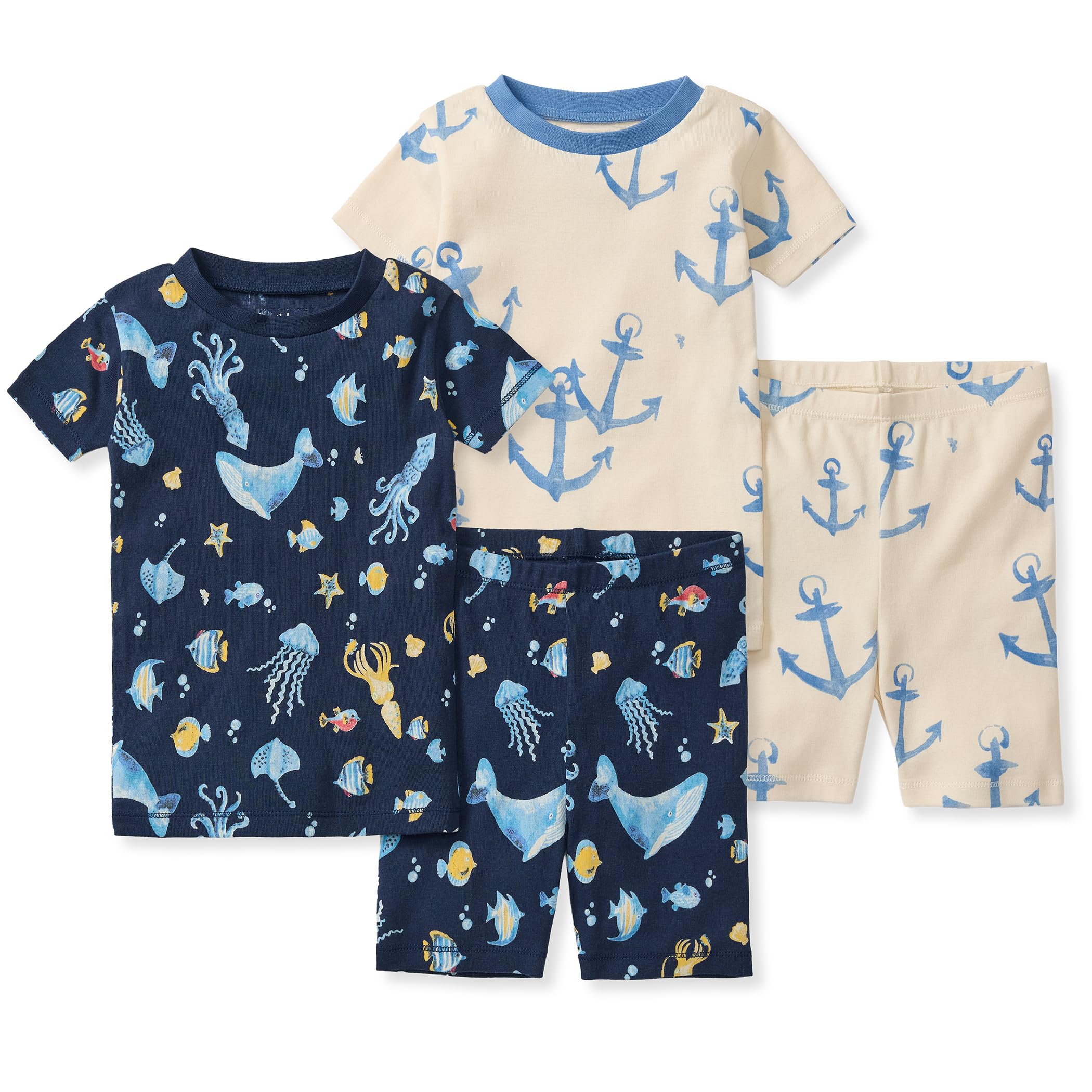 Burt's Bees Baby Unisex Cotton Pajamas, 2-Piece Short Sleeve Tee & Shorts