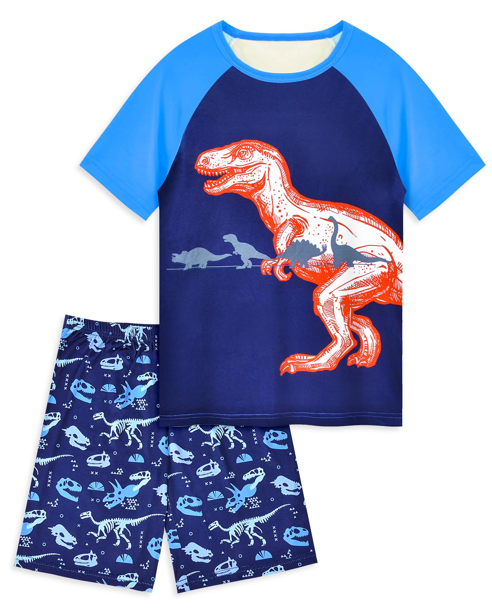 PASHOP Boys Pajamas Little Boys Summer Pajamas 2 Piece Short Sleeve Top and Shorts Sets Kids Pjs Sleepwears 3-10 Years
