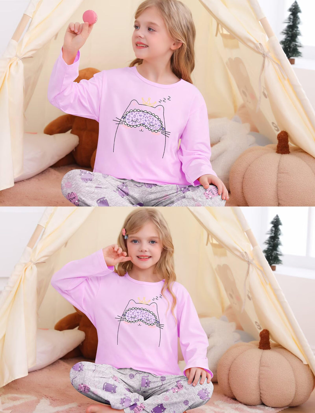 SWOMOG Girls Pajama Set Short Sleeve Tops & Ruffled Shorts with Pocket 2 Piece Summer Pajamas for Kids Size 6-15