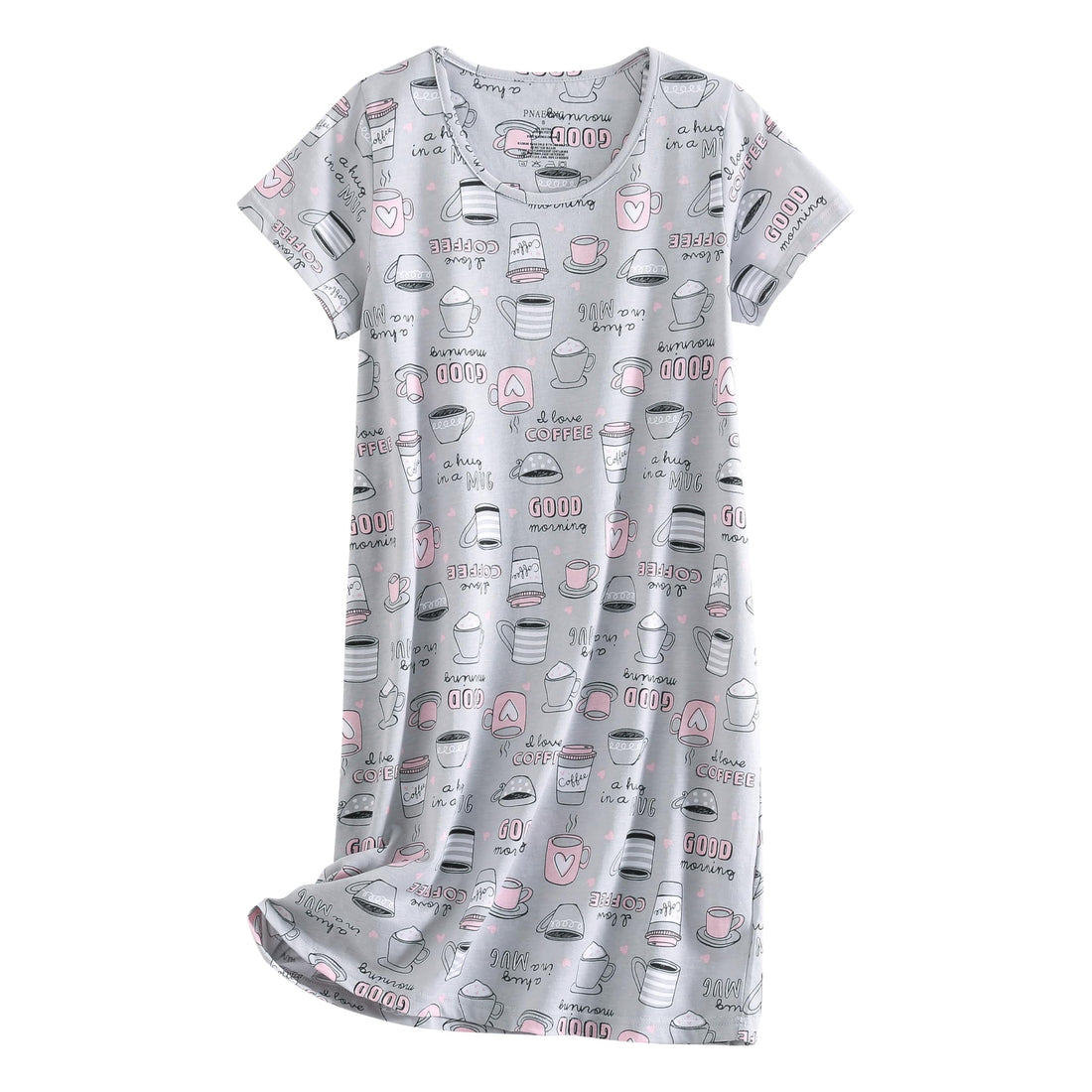 PNAEONG 3 Pack Women's Cotton Nightgown Sleepwear Short Sleeves Shirt Casual Print Sleepdress