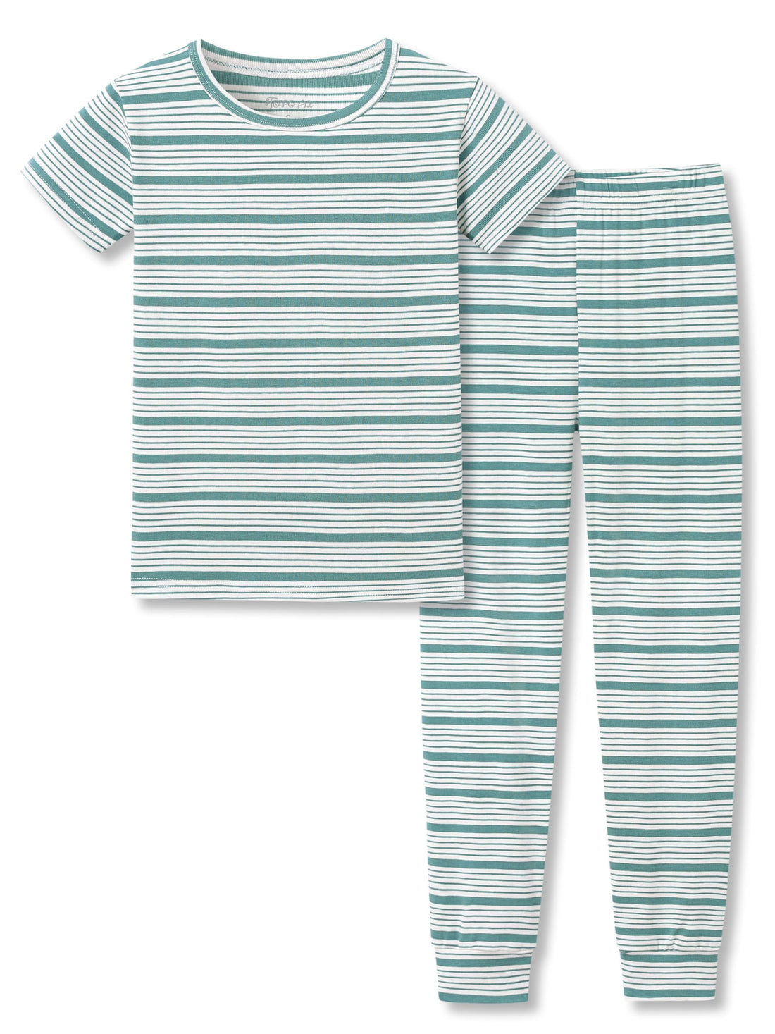 Topgal Summer Pajamas for Unisex Kids - Purple & Brown Stripe Snug Fit Pull-On Short Sleeve Sleepwear Pjs Set Size 2T-10