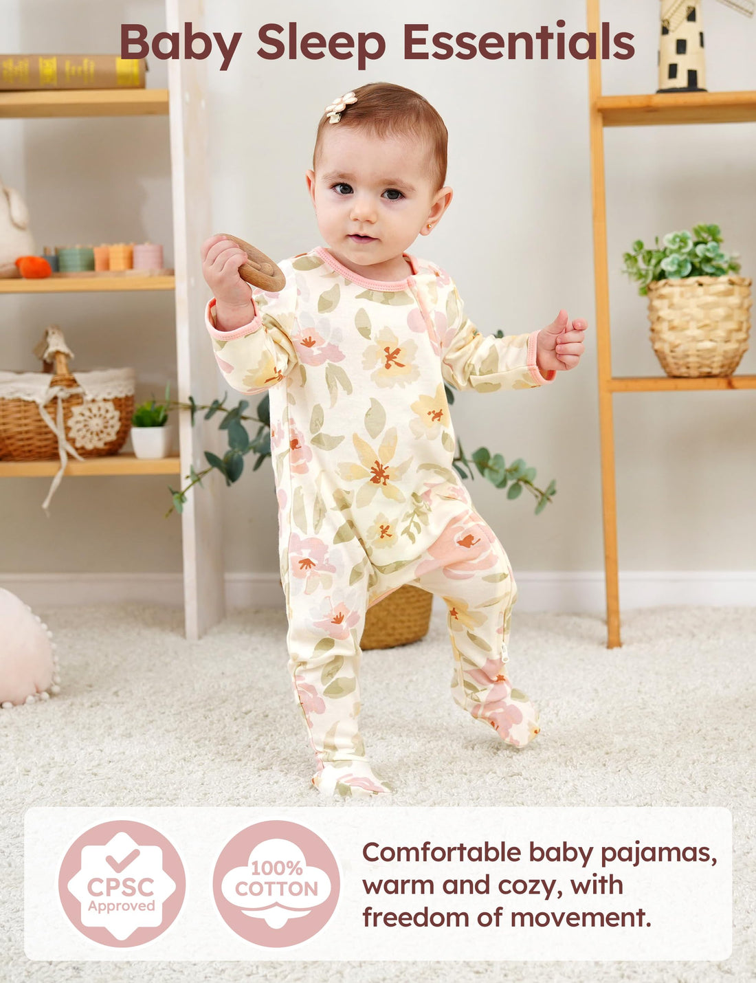 Unnivoll Baby Pajamas 100% Cotton Baby Sleepers for Newborn 0-3 3-6 6-9 Months 3Pcs Footie Pajamas Baby Boys Girls Clothes