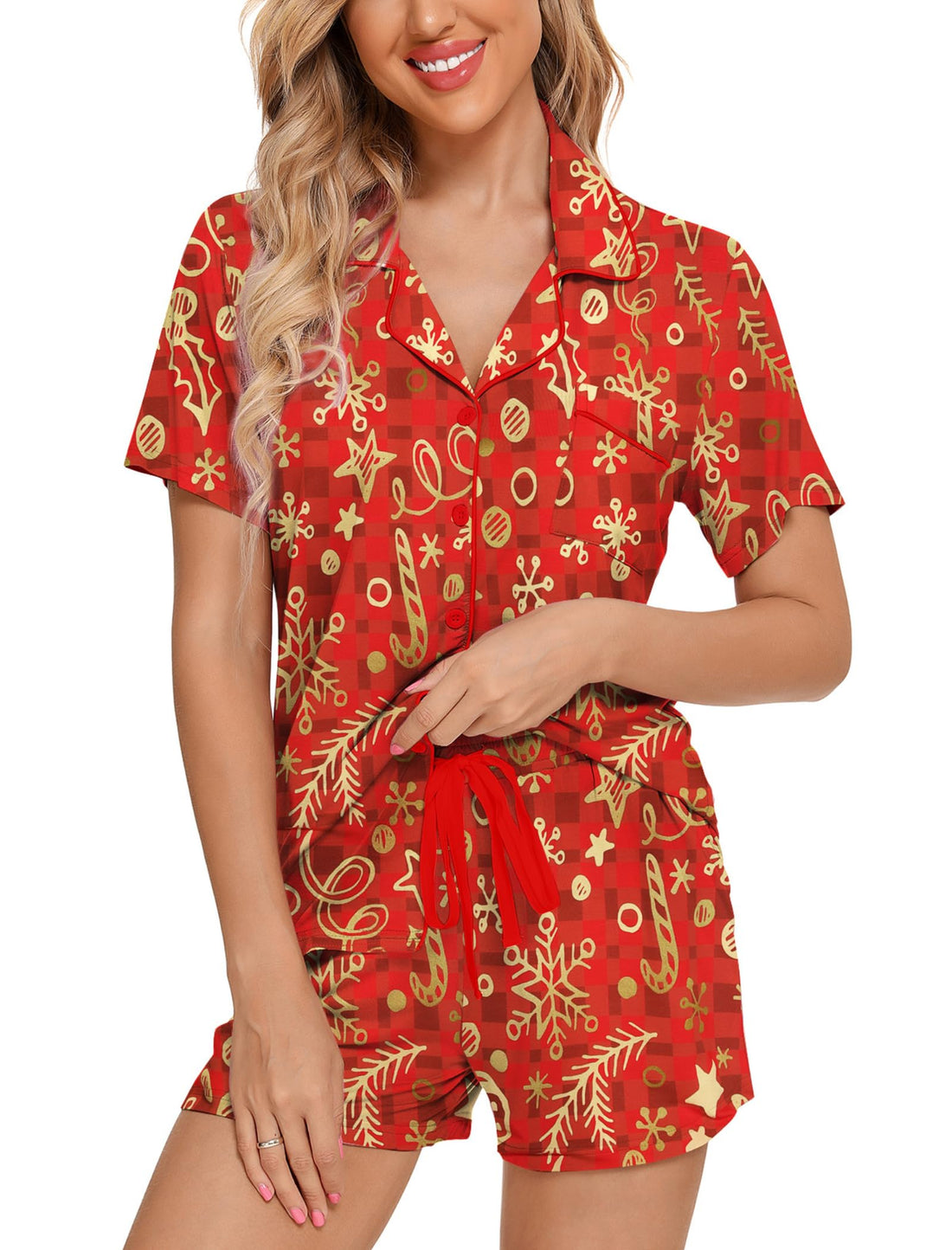 Leikar Womens Button Down Pajama Sets Bride Pajamas Sets Sleepwear Shorts Lounge Set