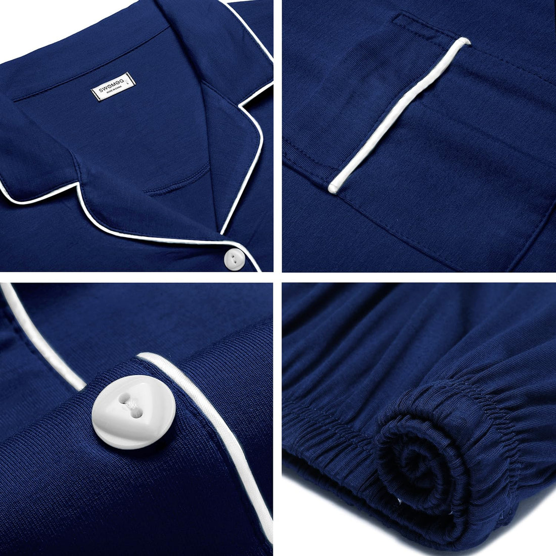 SWOMOG 100% Cotton Mens Pajama Set Short Sleeve Sleepwear Button Down Loungewear 2 PCS Cotton Pjs Set with Pockets WEBE CLOTHING