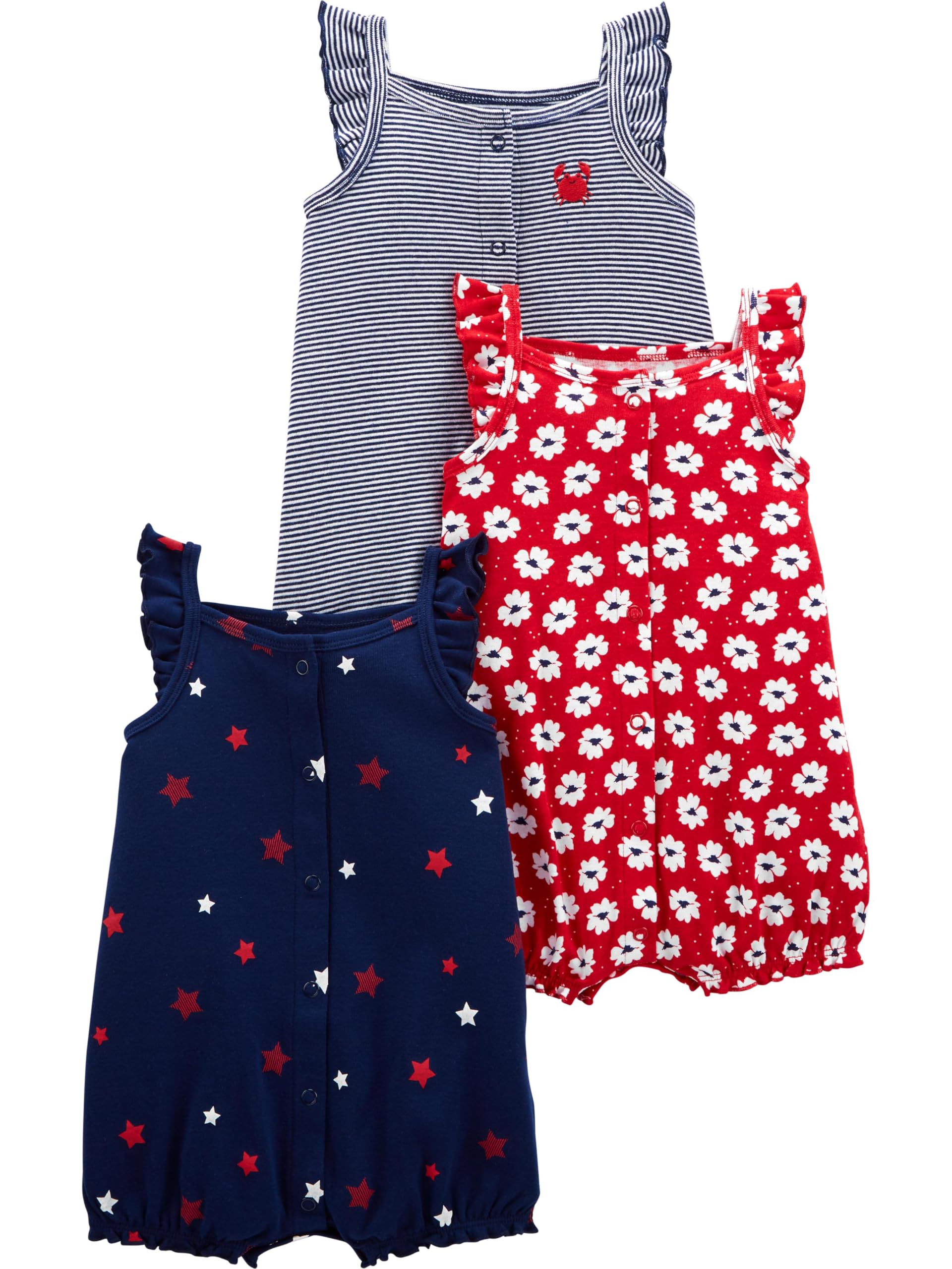 Simple Joys by Carter's Baby Boys 3 pack Snap up Rompers WEBE CLOTHING