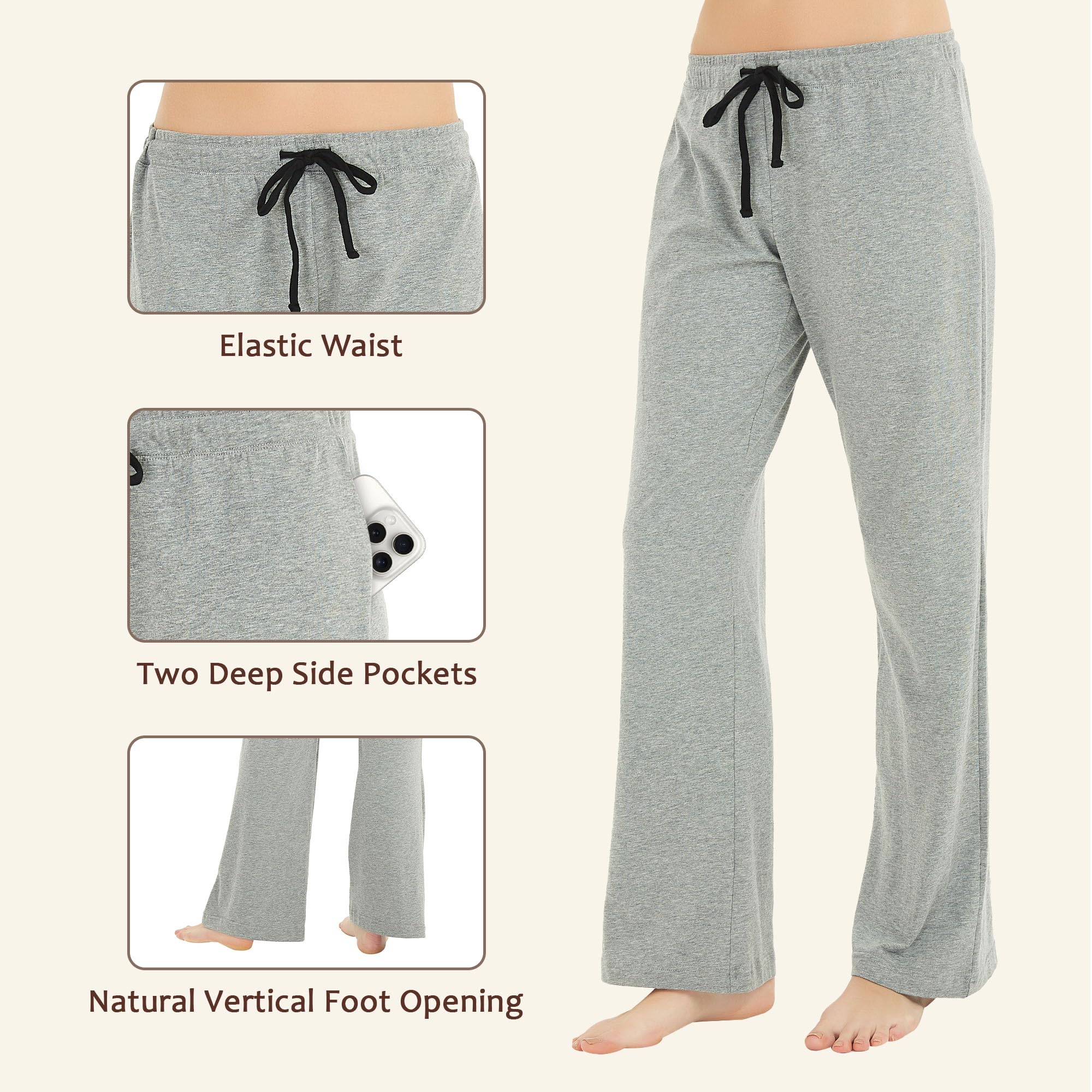 U2SKIIN Pajama Pants for Women Soft, Cotton Comfortable Womens Lounge Sleep Pj Bottoms for Women