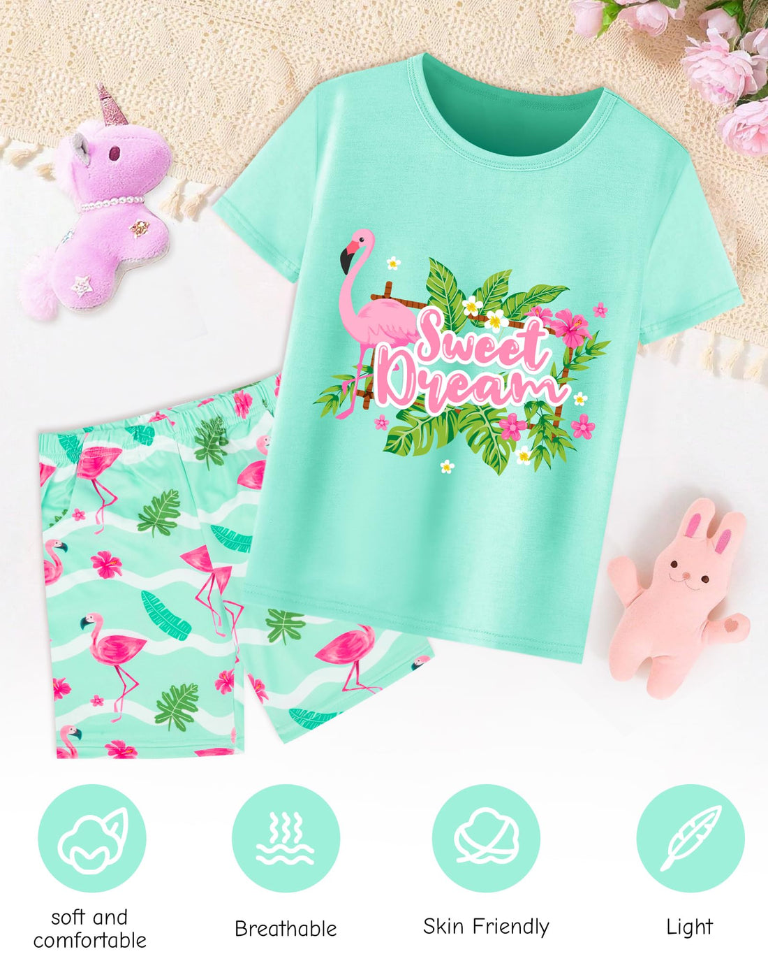 Sylfairy Girls Pajamas Short Sleeve Toddler Girls Summer Short Sets Sleepwear Clothes Kids Pajamas