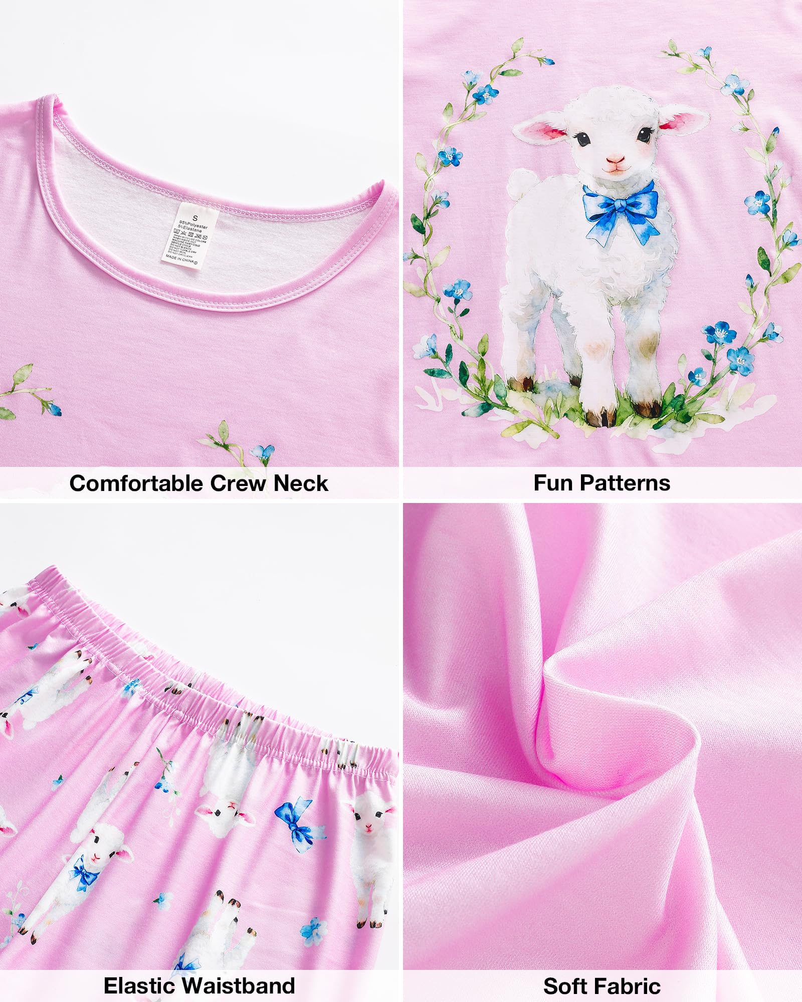 MyFav Mommy and Me Pajamas Heart Print Sleepwear Family Matching Short Sleeve Nightwear