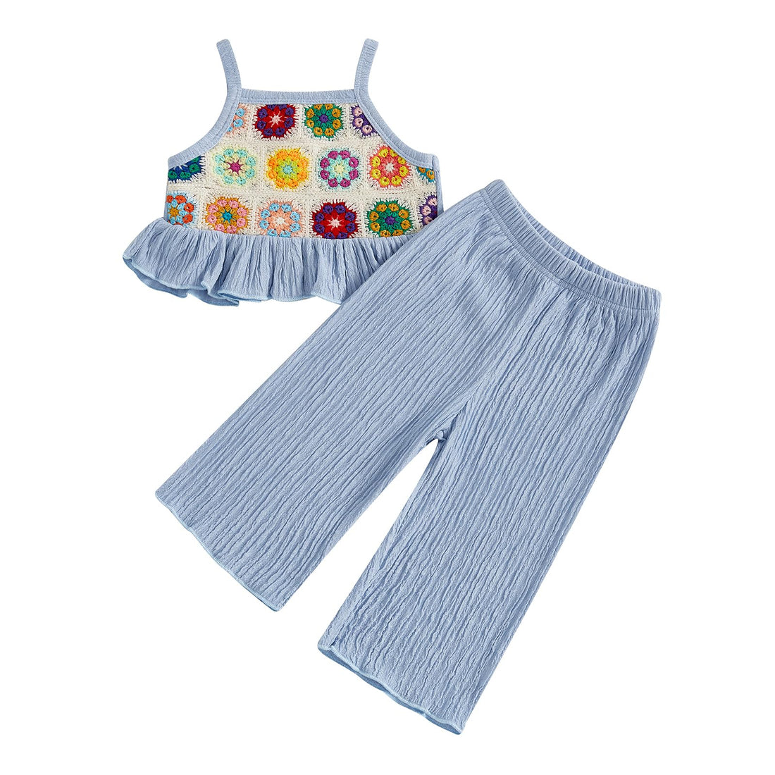 Baby Girl Outfits Crocheted Ruffled Camisole And Elastic Pants Set 6 12 18 24 Months 2 3 4 T WEBE CLOTHING