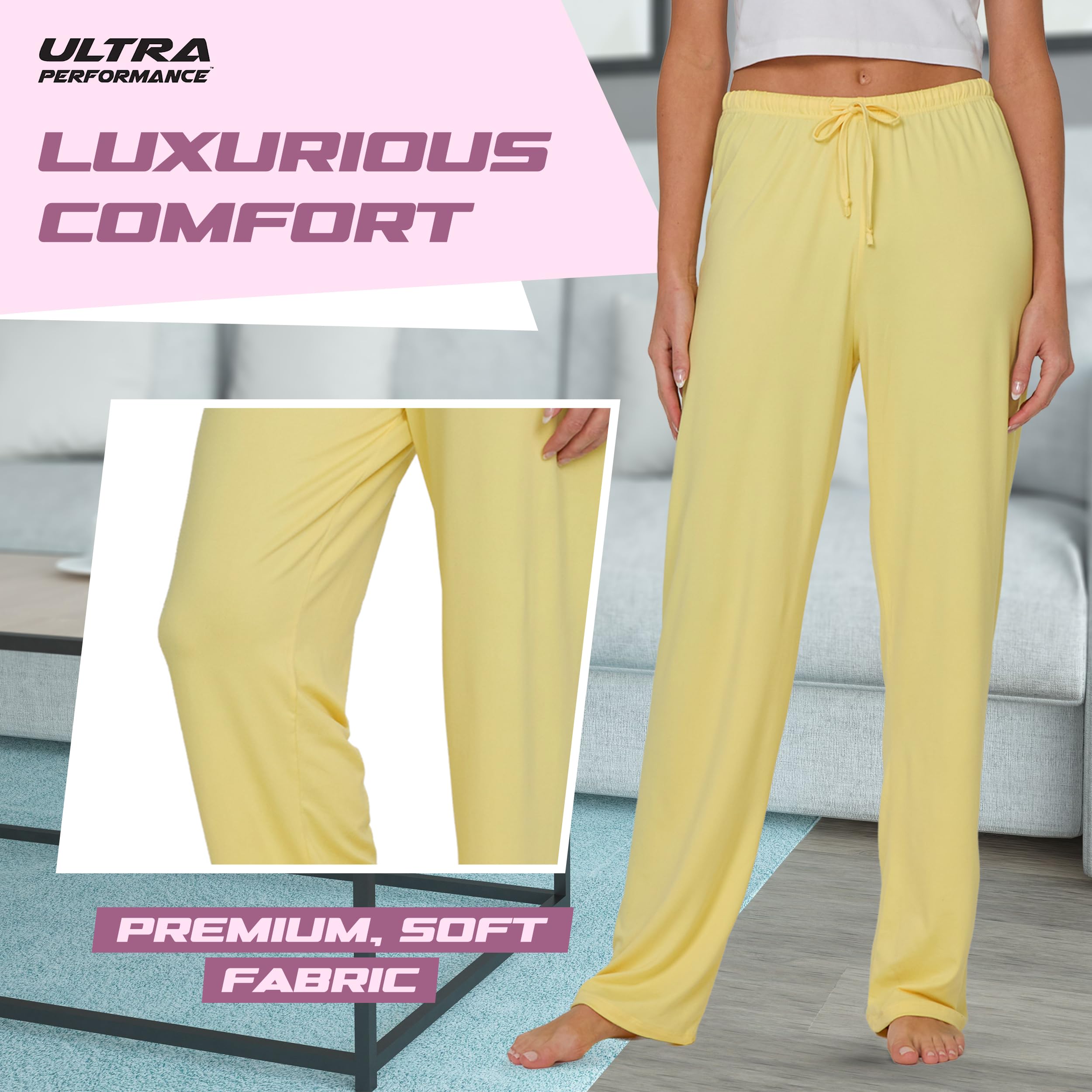 Ultra Performance Womens Pajama PJ Pants 3 Pack Lounge Bottoms Pajamas for Women (Avail in Plus Sizes)