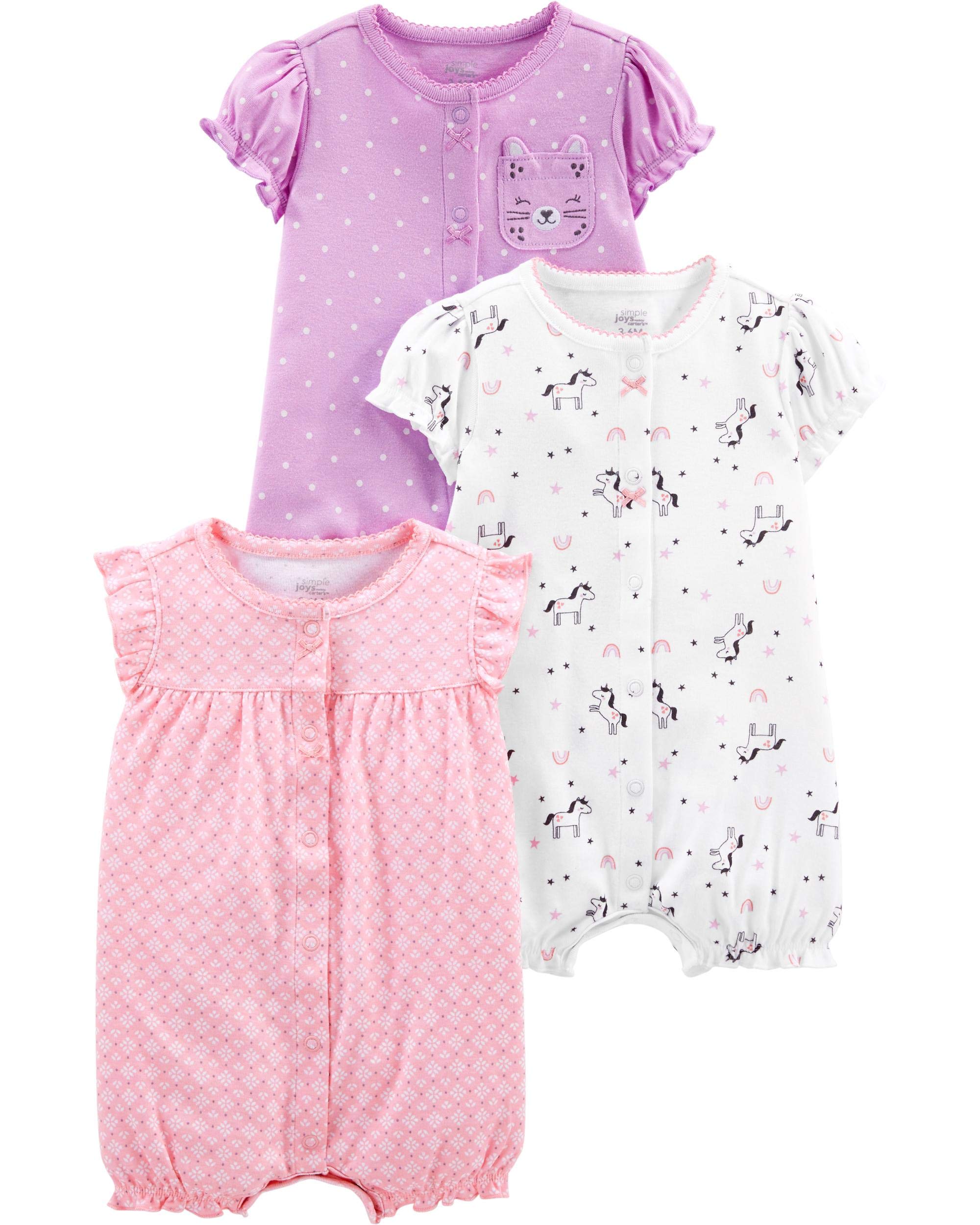 Simple Joys by Carter's Baby Boys 3 pack Snap up Rompers WEBE CLOTHING