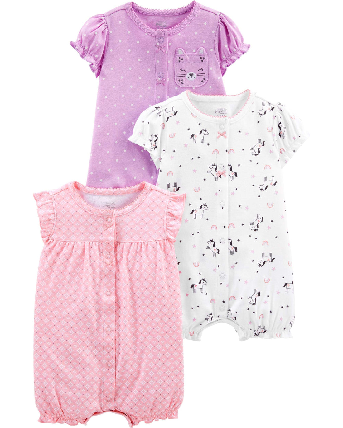 Simple Joys by Carter's Baby Boys 3 pack Snap up Rompers WEBE CLOTHING