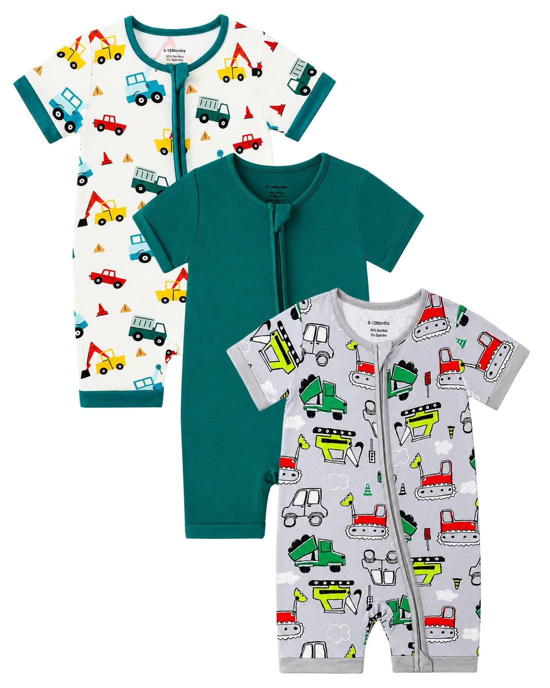 OPAWO Bamboo Baby Pajamas 3 Pack, Double Zipper Bamboo Sleepers for Baby Boy Girl Romper, Toddler Summer Clothes Outfit 0-24M WEBE CLOTHING