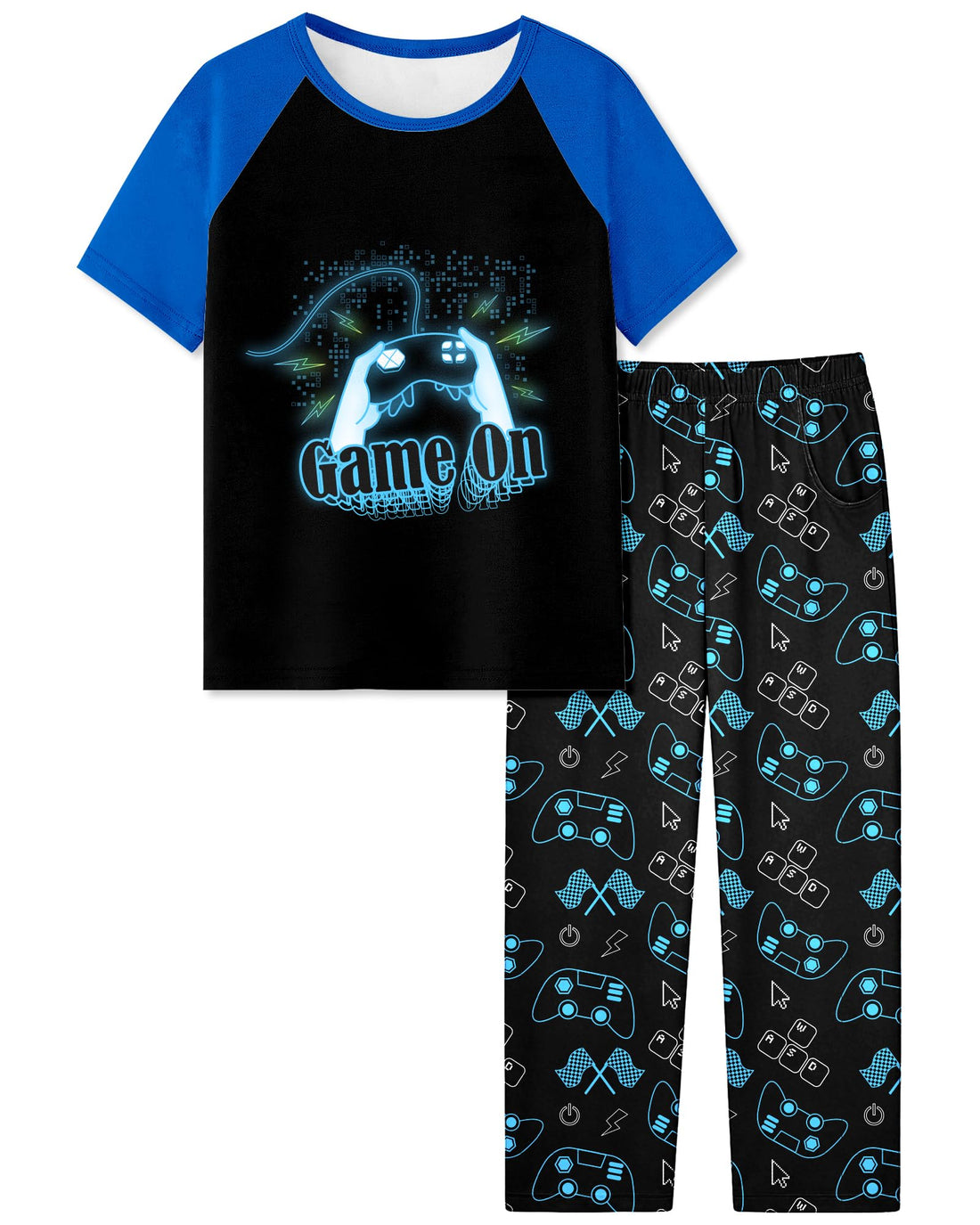 Fiodrimy Boys Pajamas Little Big Boys Short Sleeves and Pants Pajamas 2-Piece Pjs Set Kids Sleepwear Size 8-14