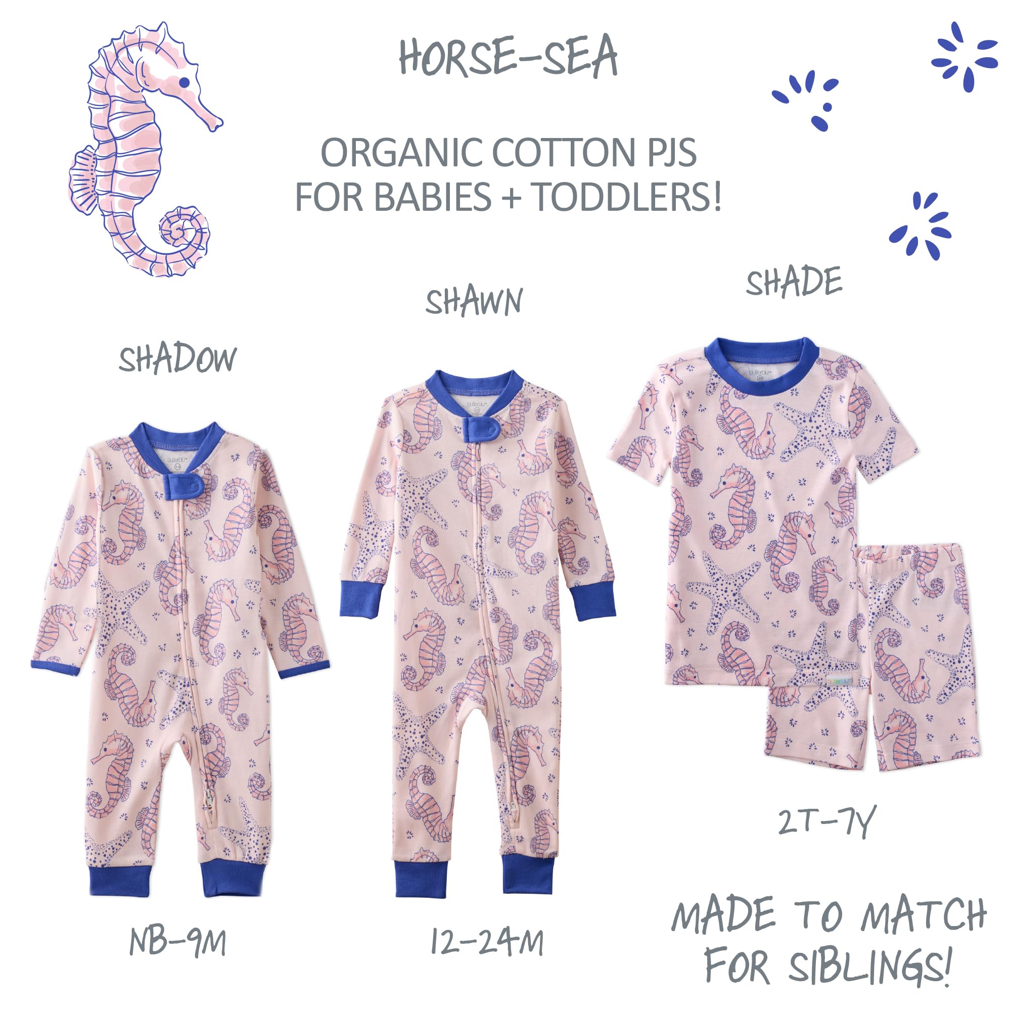 Butterblu Shadow Sleep & Play Baby Pajamas 100% Organic Cotton Two Way Zipper Sleeper Pajamas for Baby Boys & Girls