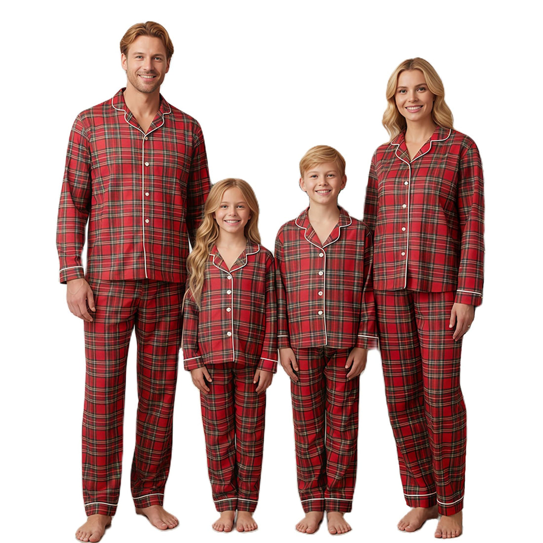 Awoscut Christmas Family Matching Pajamas Sets Christmas PJ's Letter Print Top and Plaid Pants Jammies Sleepwear