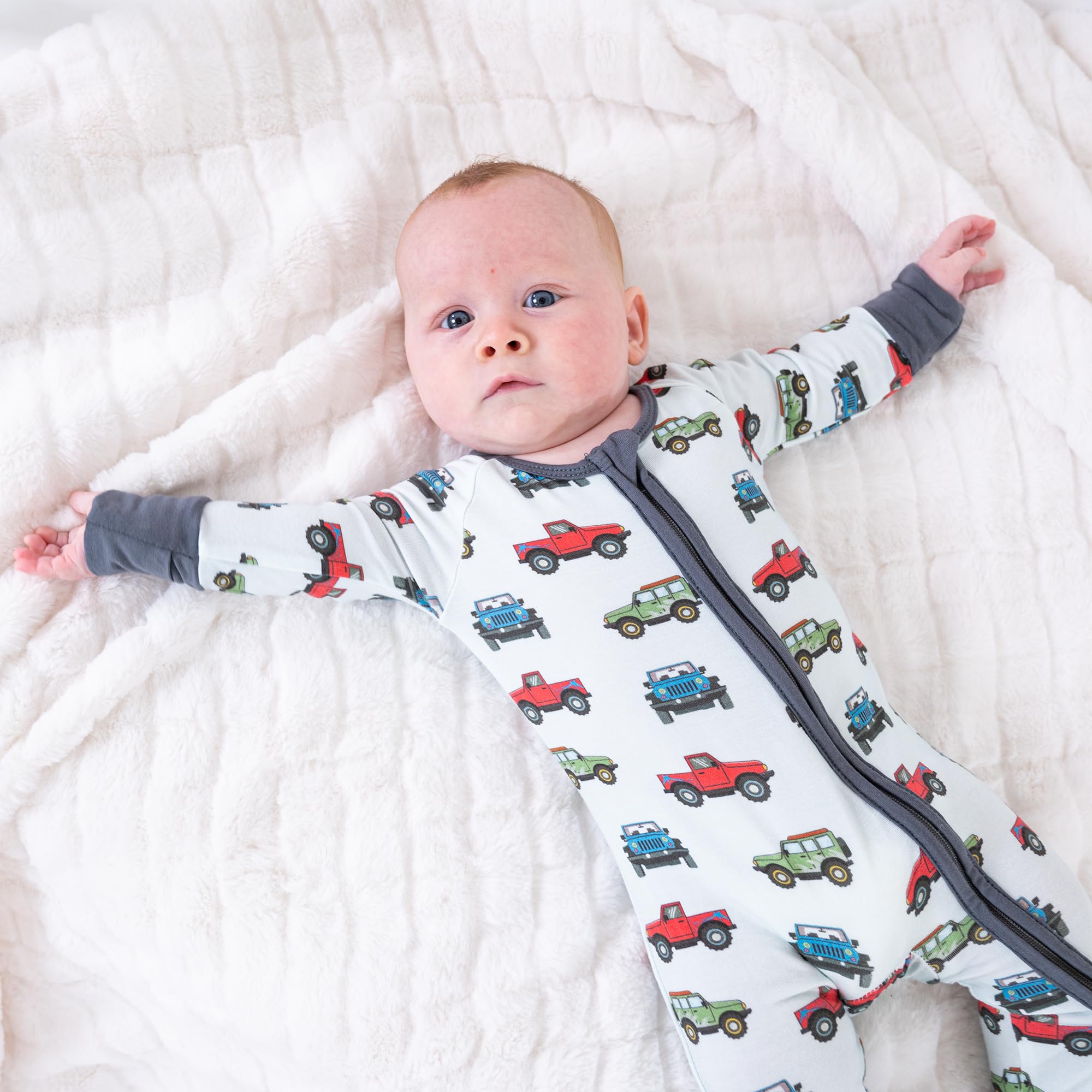 LollyBanks Baby Pajamas, Long Sleeve Baby Romper with 2-Way Zipper, 95% Viscose from Bamboo and 5% Spandex, Infant Sleepers