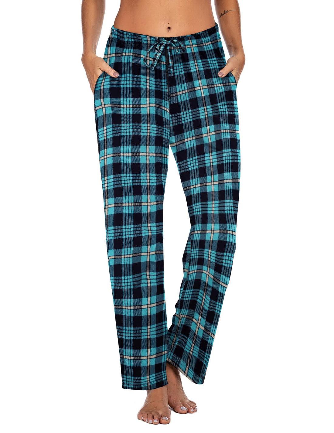 Ekouaer Women Pajama Pants Comfy Pj Bottom with Pockets Stretch Plaid Sleepwear