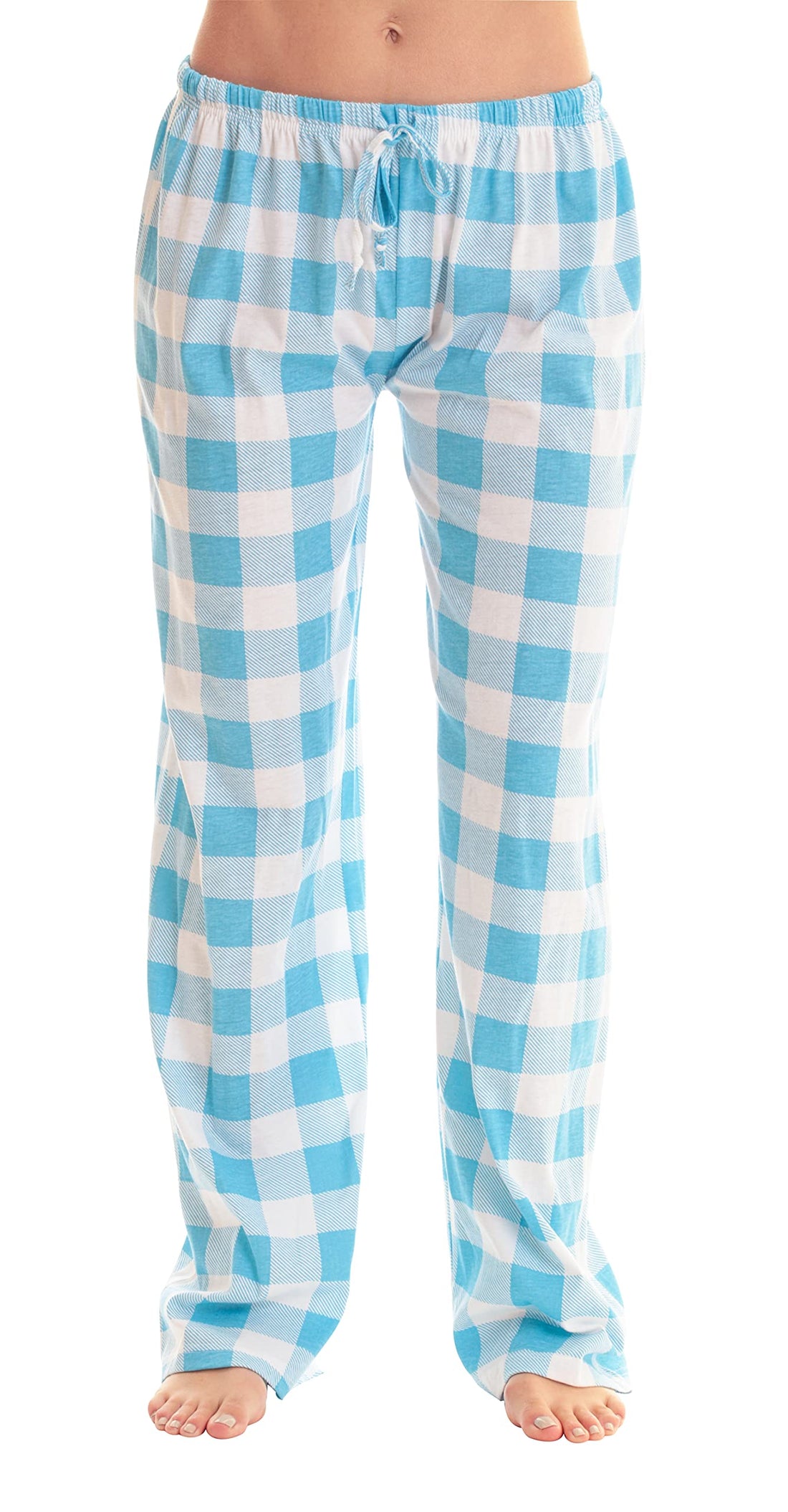 Just Love Women's Buffalo Plaid Pajama Pants, 100% Cotton Jersey Knit Sleep and Lounge PJ Bottoms