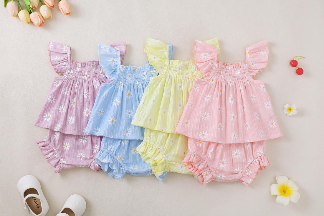 Jecson Newborn Baby Girl Summer Clothes Infant Girl Outfits Sleeveless Ruffle Top and Bloomers Shorts Set 0 3 6 12 Month WEBE CLOTHING