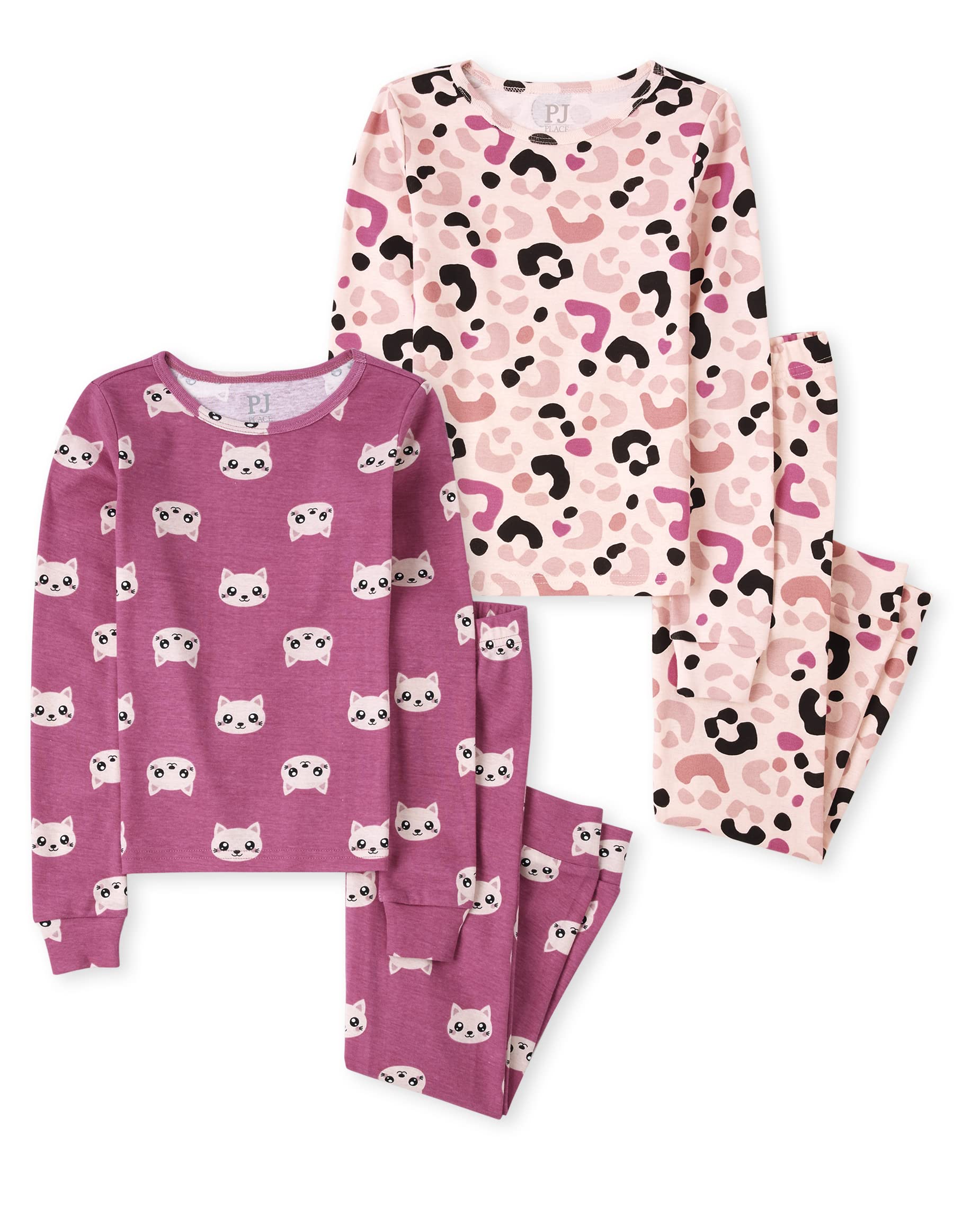 The Children's Place girls Long Sleeve Top and Pants Snug Fit 100% Cotton 2 Piece Pajama Set