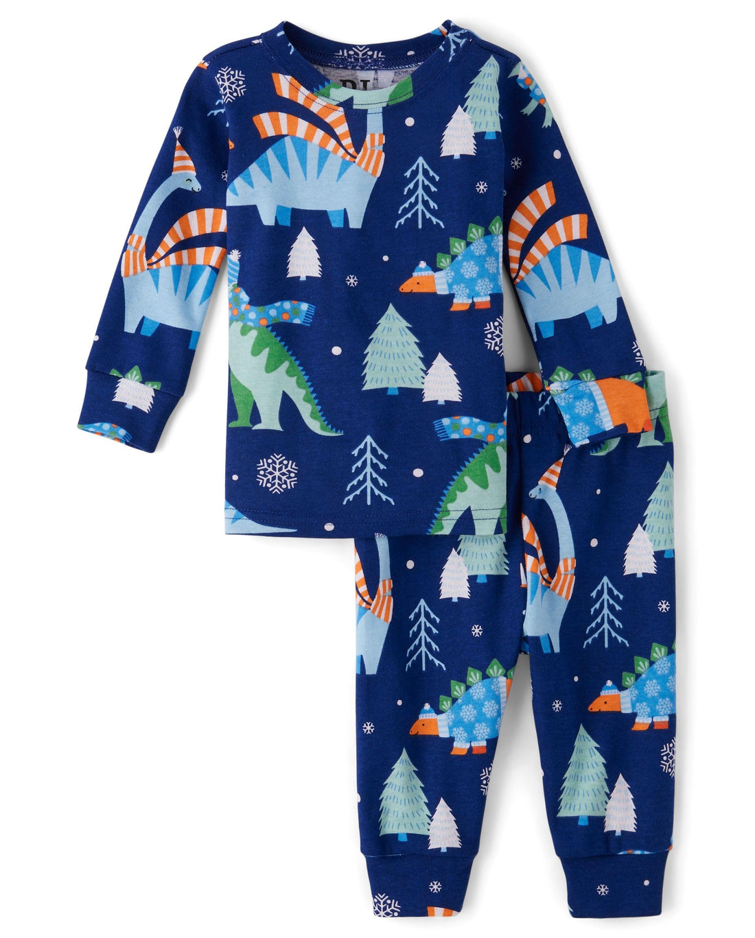 The Children's Place baby boys Button Long Sleeve Top and Pants Snug Fit 100% Cotton 2 Piece Pajama Set