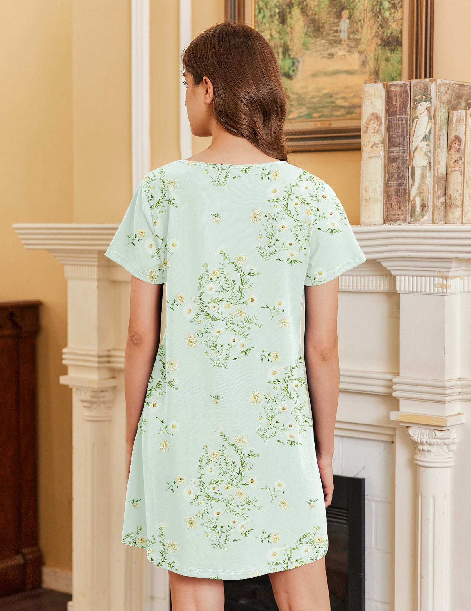 Ekouaer Nightgowns for Women Cotton Sleepshirts Short Sleeve Nightshirt Tshirt Night Gown Casual Sleepdress Comfy Nightdress