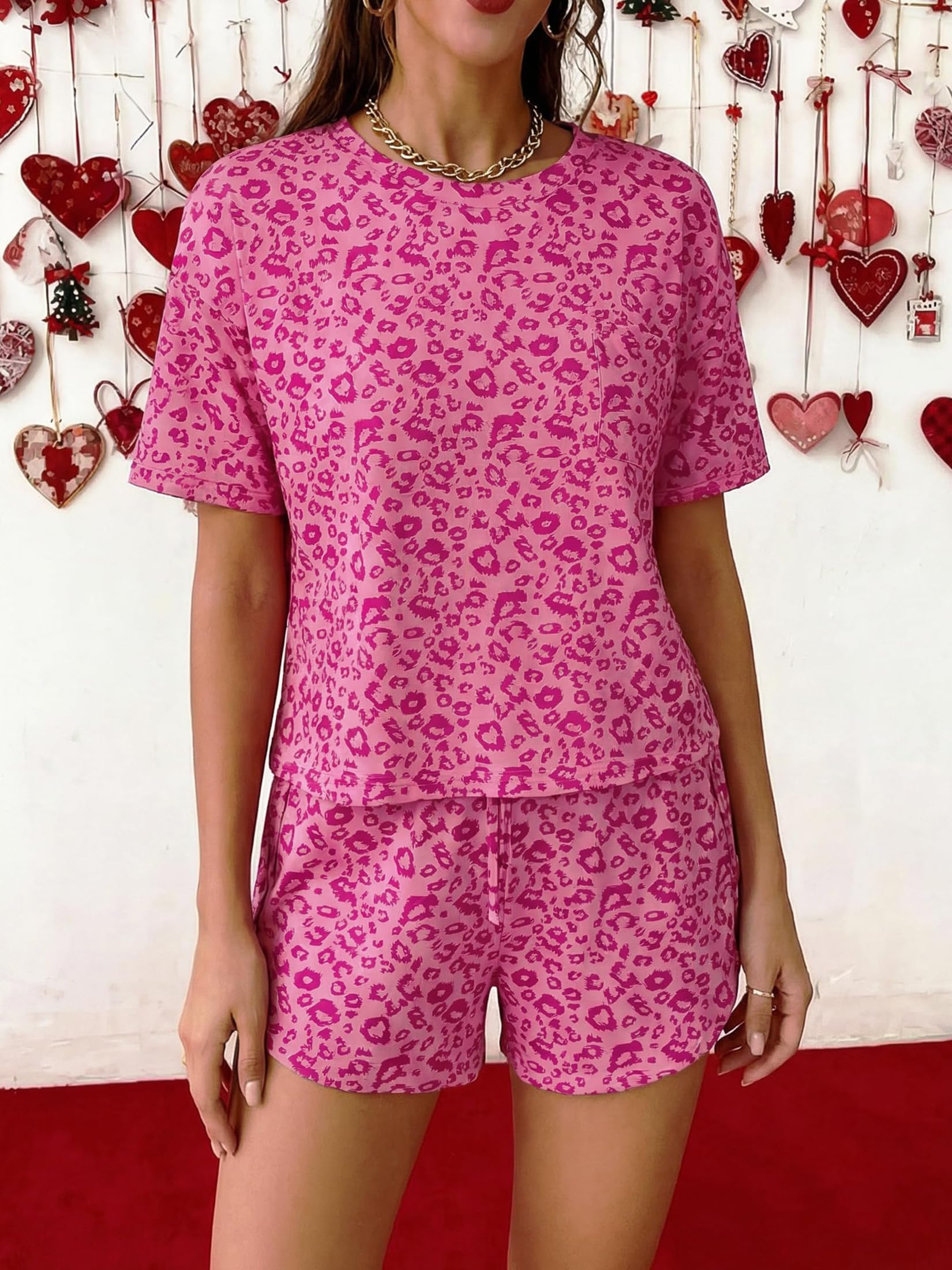 Women's 2 Piece Pajama Set Short Sleeve Sexy Side Split Short Lounge Set Cute Comfy Sleepwear Loungewear