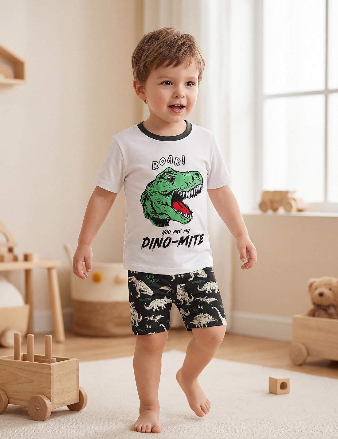 Yoofoss Toddler Pajamas 100% Organic Cotton 4 Piece Short Sleeve Summer Pajama Set Kids Pajamas Boys Girls Snug Fit Pjs Set