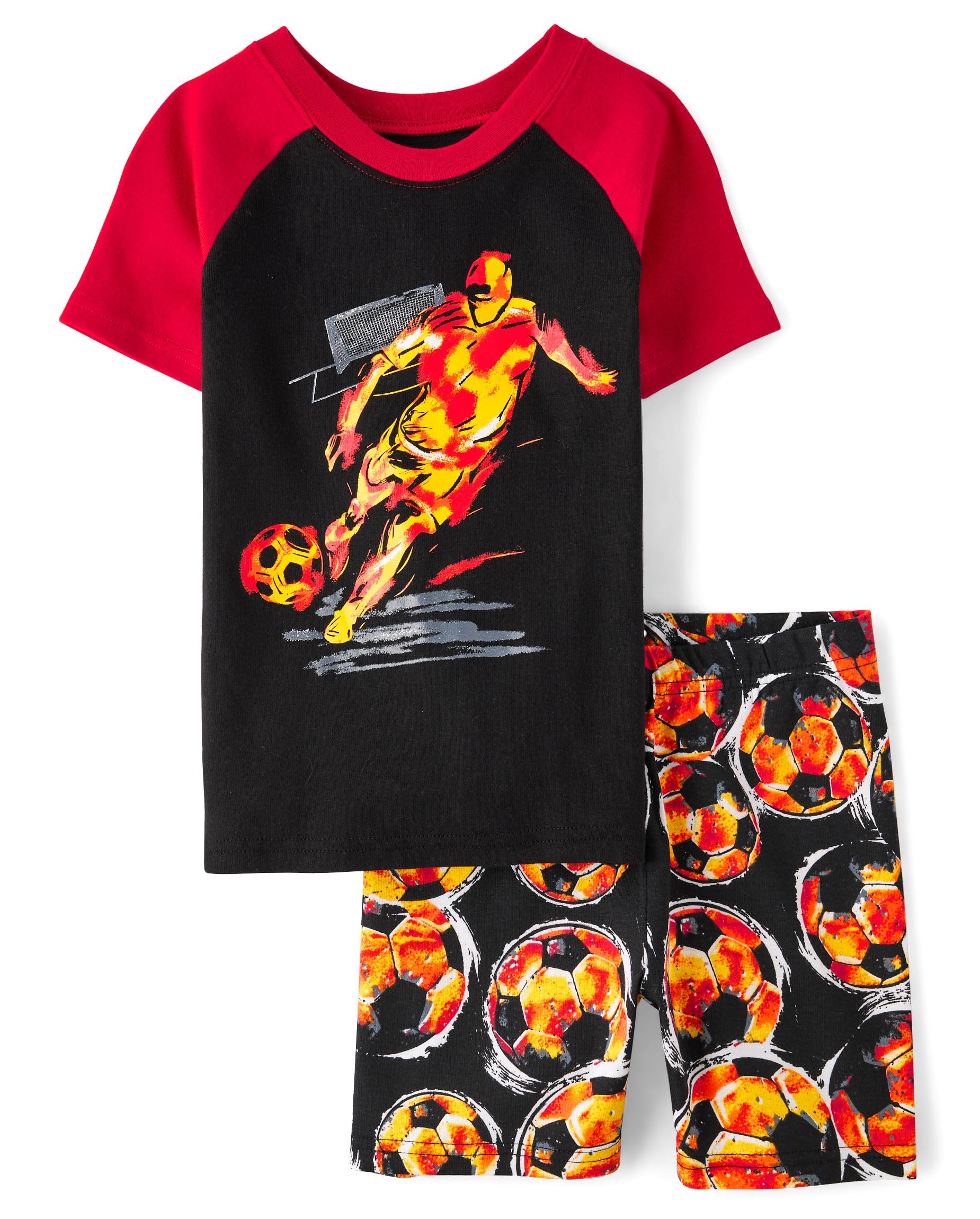 The Children's Place Boys' Short Sleeve Top and Shorts Snug Fit 100% Cotton 4 Piece Pajama Set