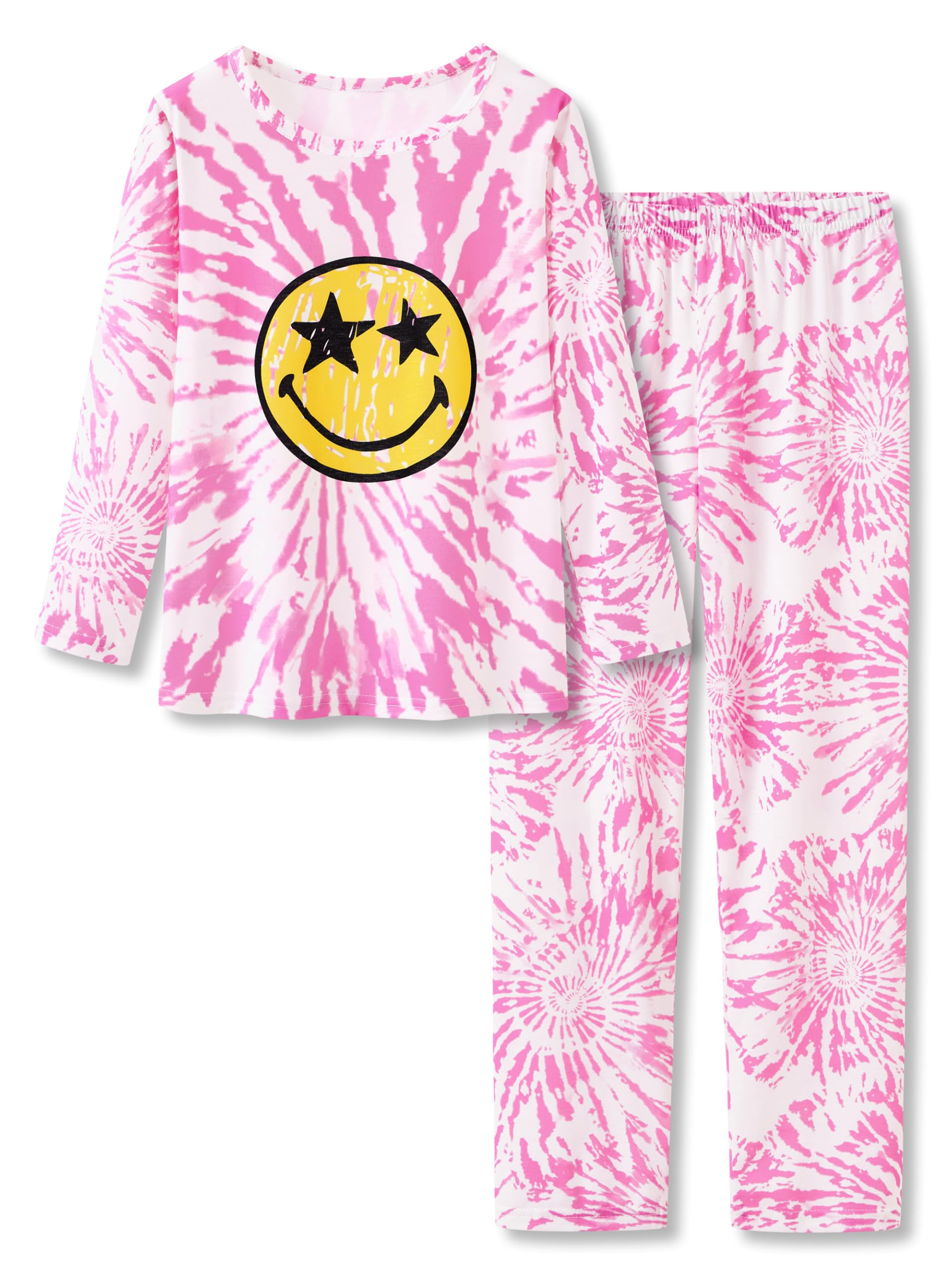 Tebbis Trendy Tie Dye Spiral Pajamas for Girls 2-Piece Soft Long Sleeve & Pants PJ Set Jammies Size 6-18