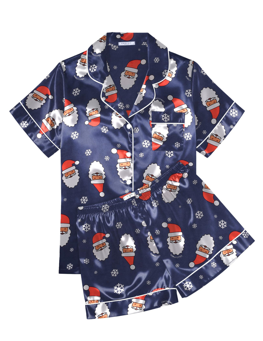 Ekouaer Womens Silk Satin Pajama Sets Soft Short Sleeve Button Down Sleepwear Top and Shorts 2 Piece Pjs Lounge Set