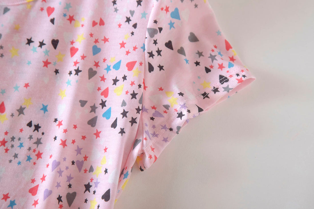 PNAEONG 3 Pack Women's Cotton Nightgown Sleepwear Short Sleeves Shirt Casual Print Sleepdress